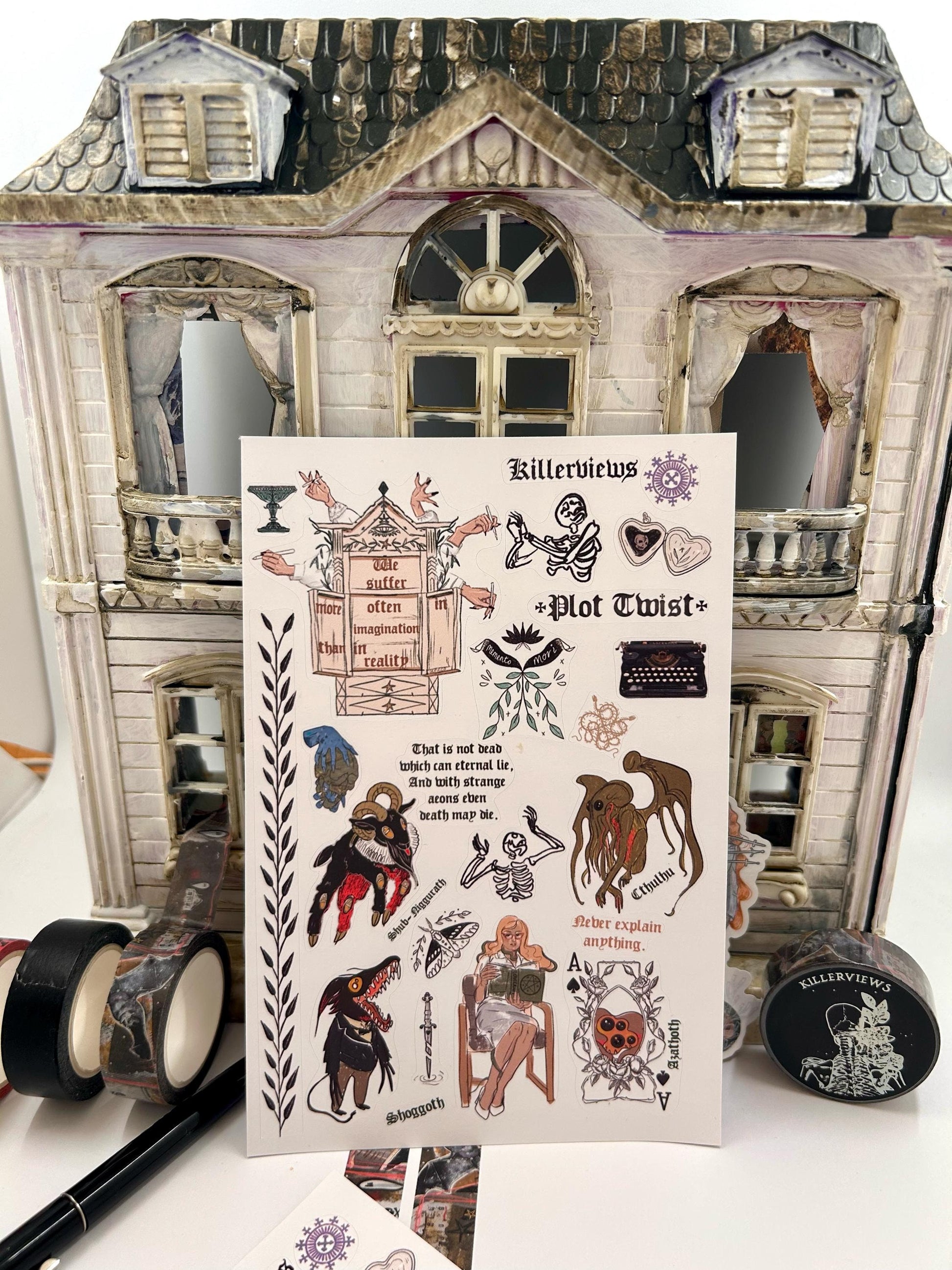 HP Lovecraft mini monsters Gothic sticker sheet for bullet journal kit and planner- witchcraft  Cthulhu