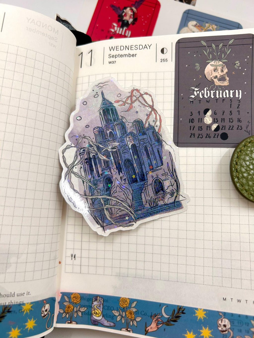 Tarot style 2025 Lunar Calendar month Stickers for journal January 2025 December 25 with moon phases planner bujo celestial