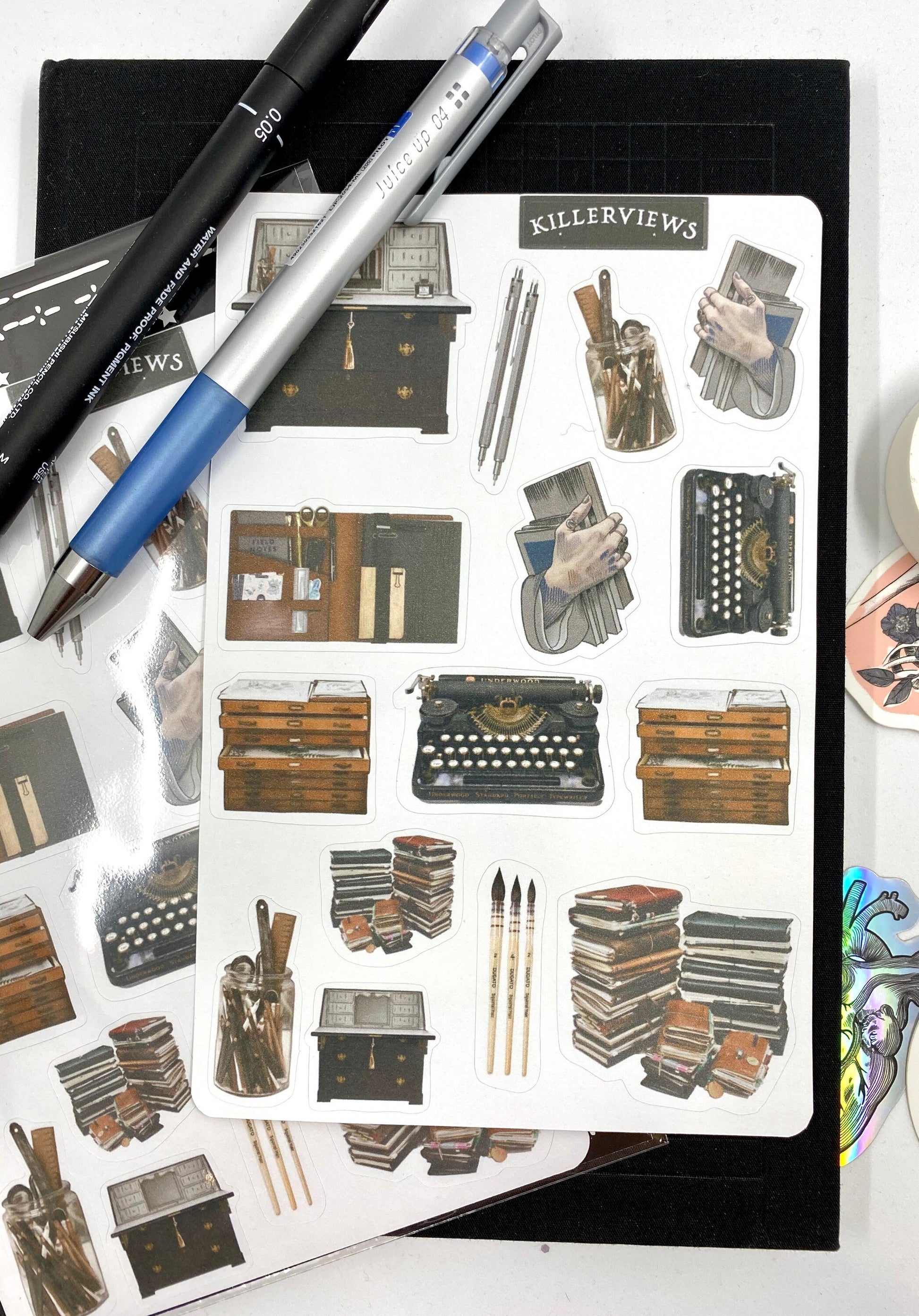 Gothic stationery Planner sticker sheet for bullet journal kit and planner- with writing bureau witchcraft Wiccan celestial