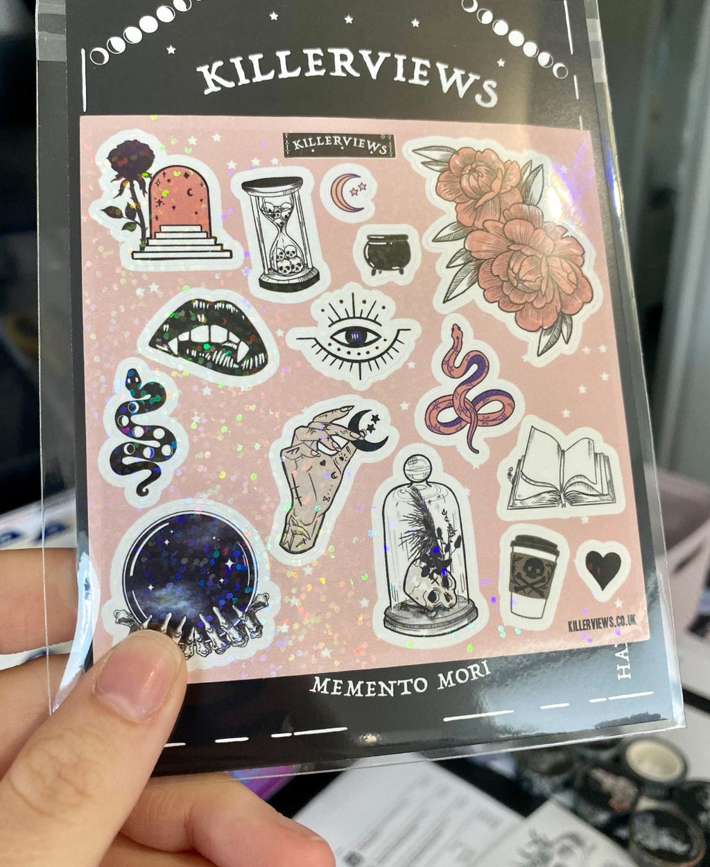 Glitter sticker sheet celestial inspired for bullet journal kit and planner- skulls halloween witchcraft Wiccan vampire