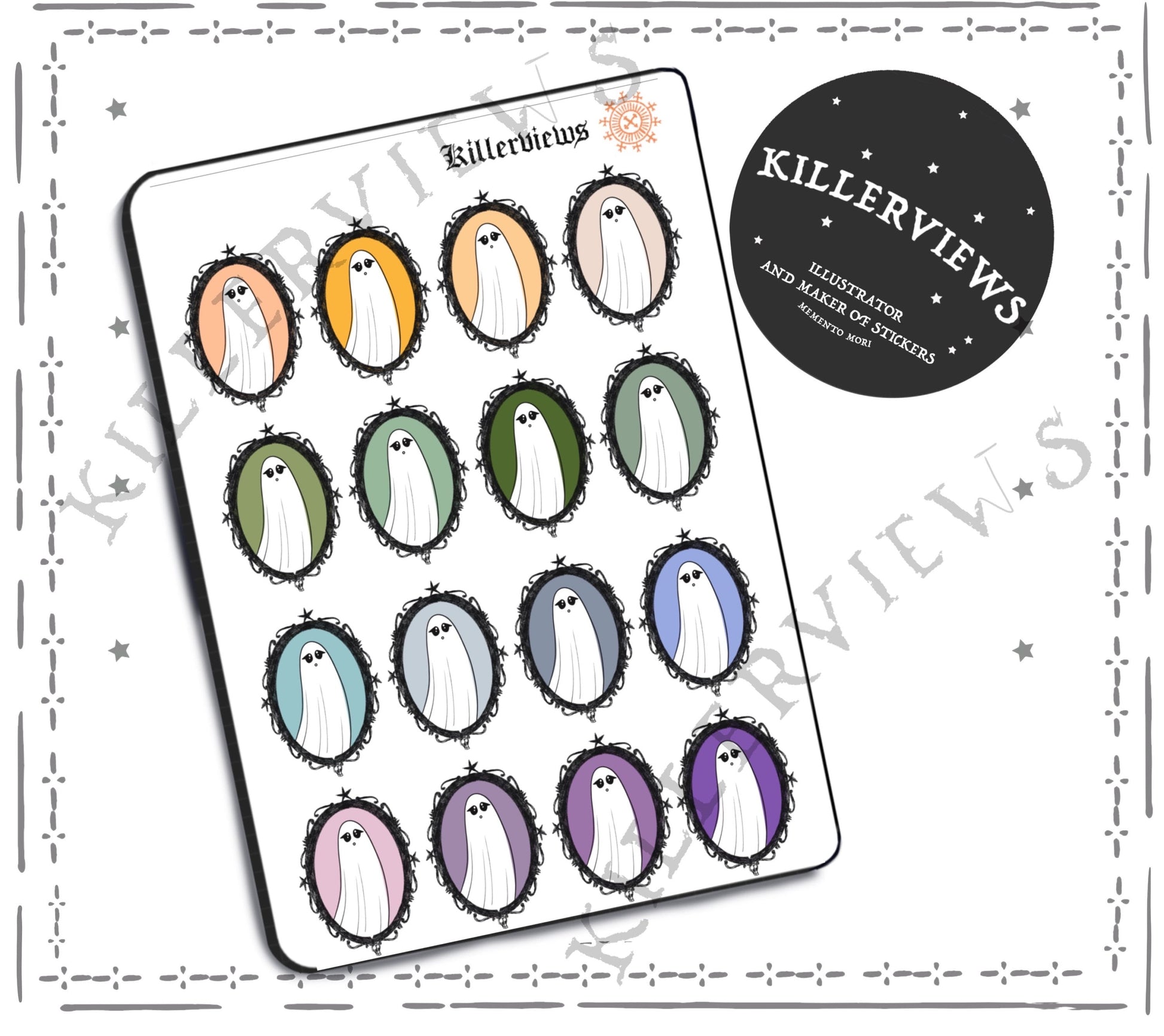 Colour palette ghostie mirrors Planner sticker sheet for bullet journal kit and planner- witch celestial magic ghosts