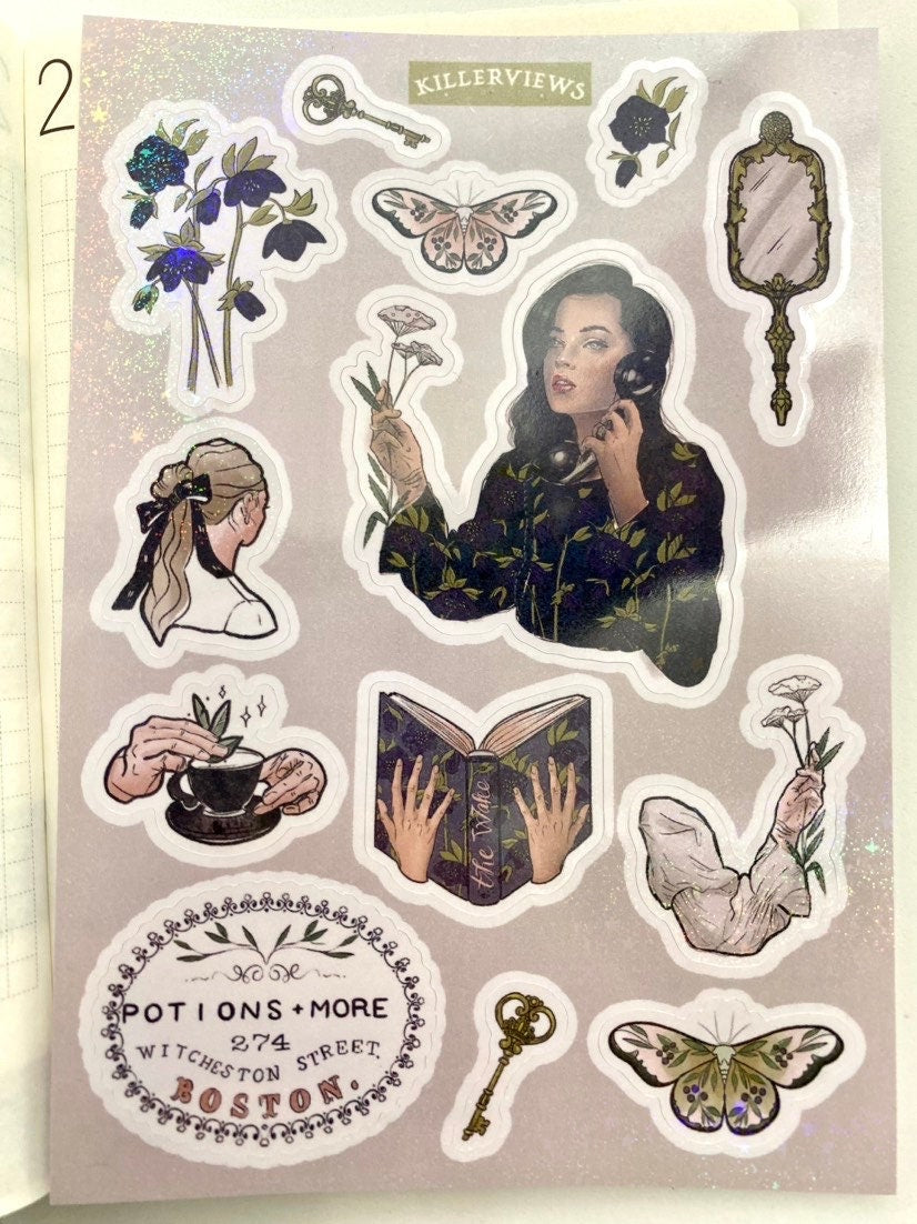 Glitter sticker sheet of Potions and poisons witch  bullet journal kit and planner- skulls halloween witchcraft Wiccan vampire