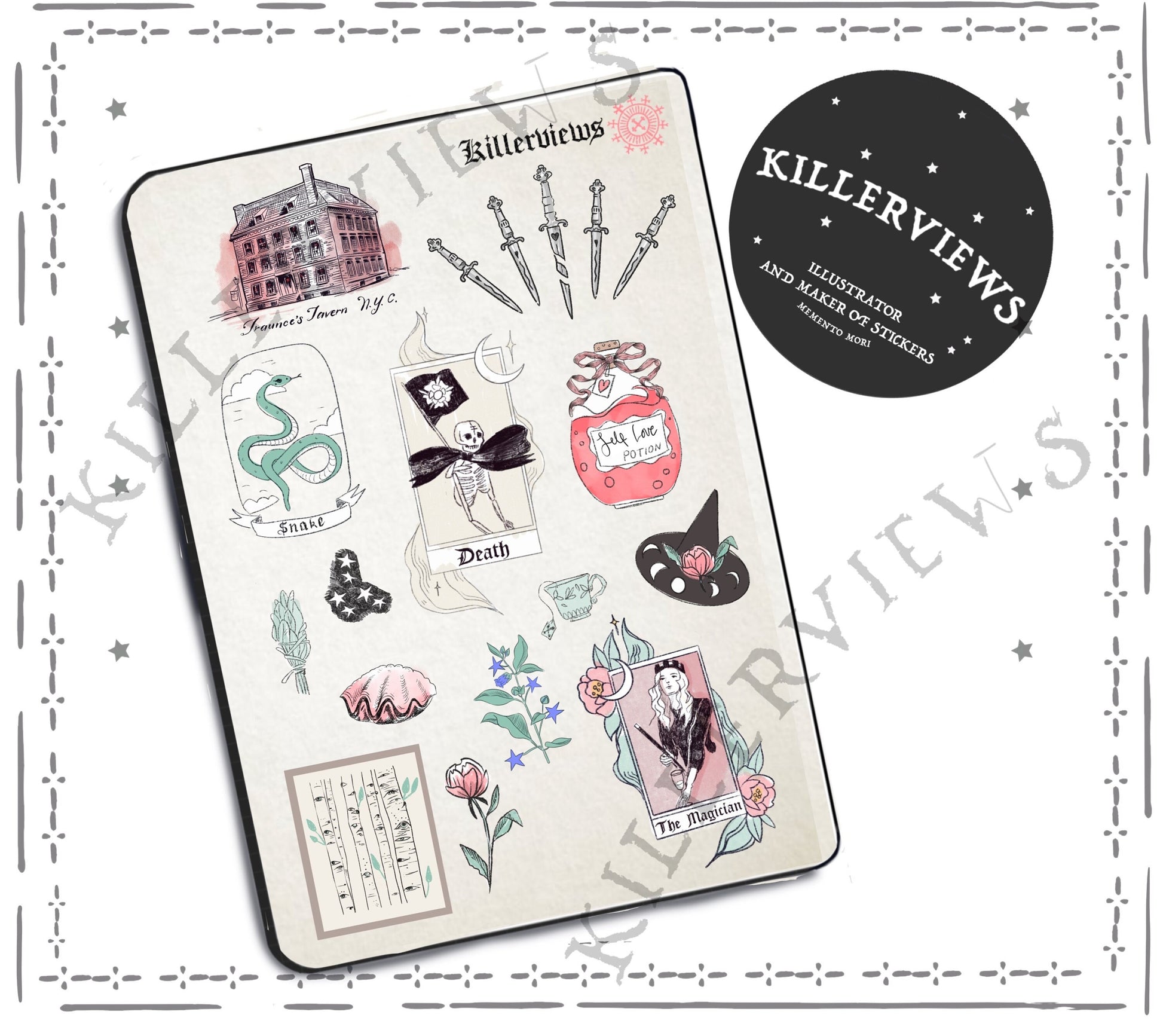 Cute Tarot witchy theme  Planner sticker sheet for organising hobonichi