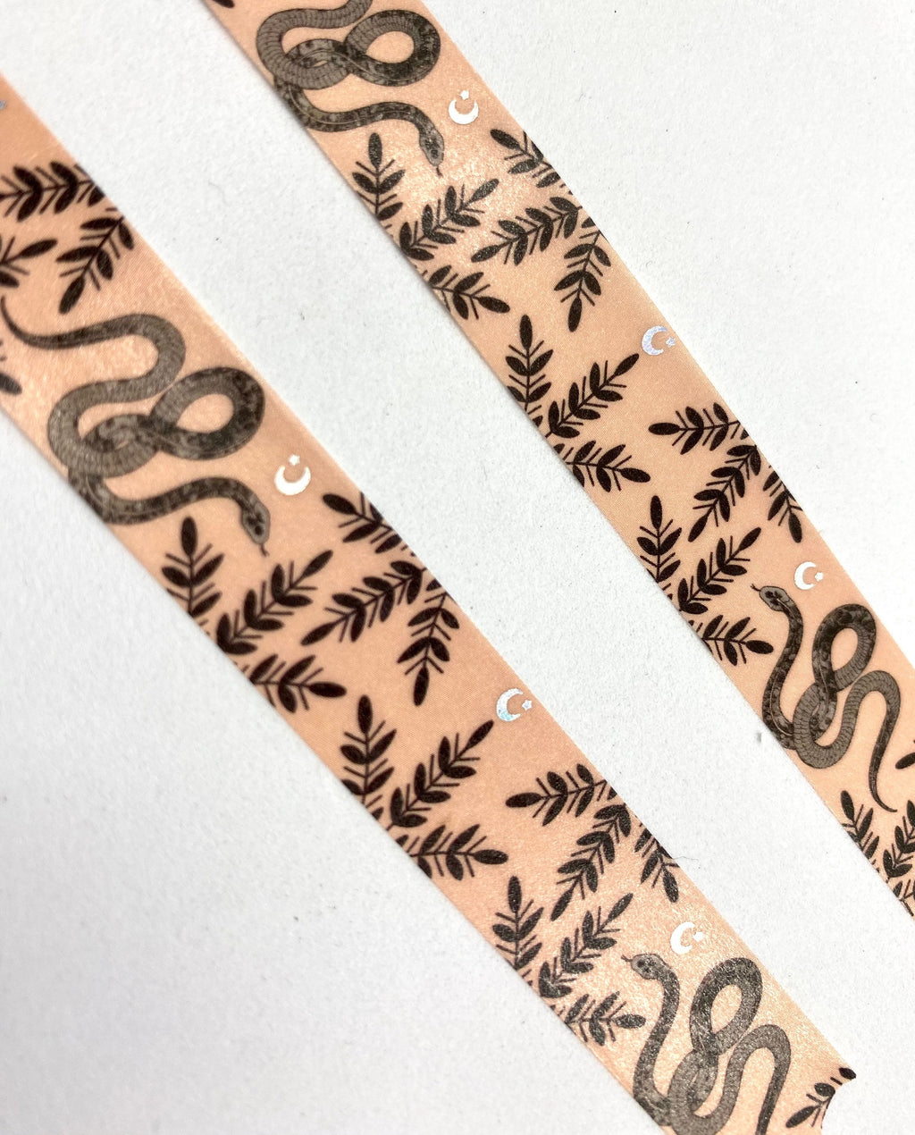 Snake floral design Washi tape in peach colour with foil stars