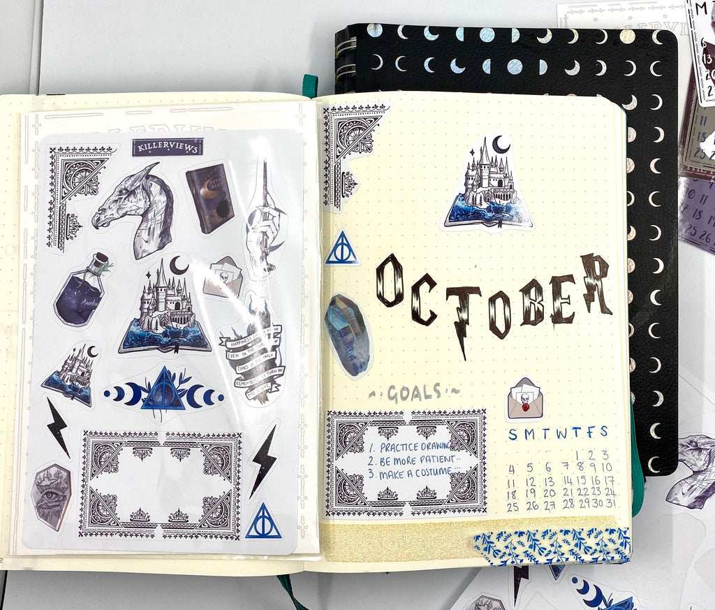 Wizard Planner sticker sheet for bullet journal kit and planner-  deathly hallows art potions