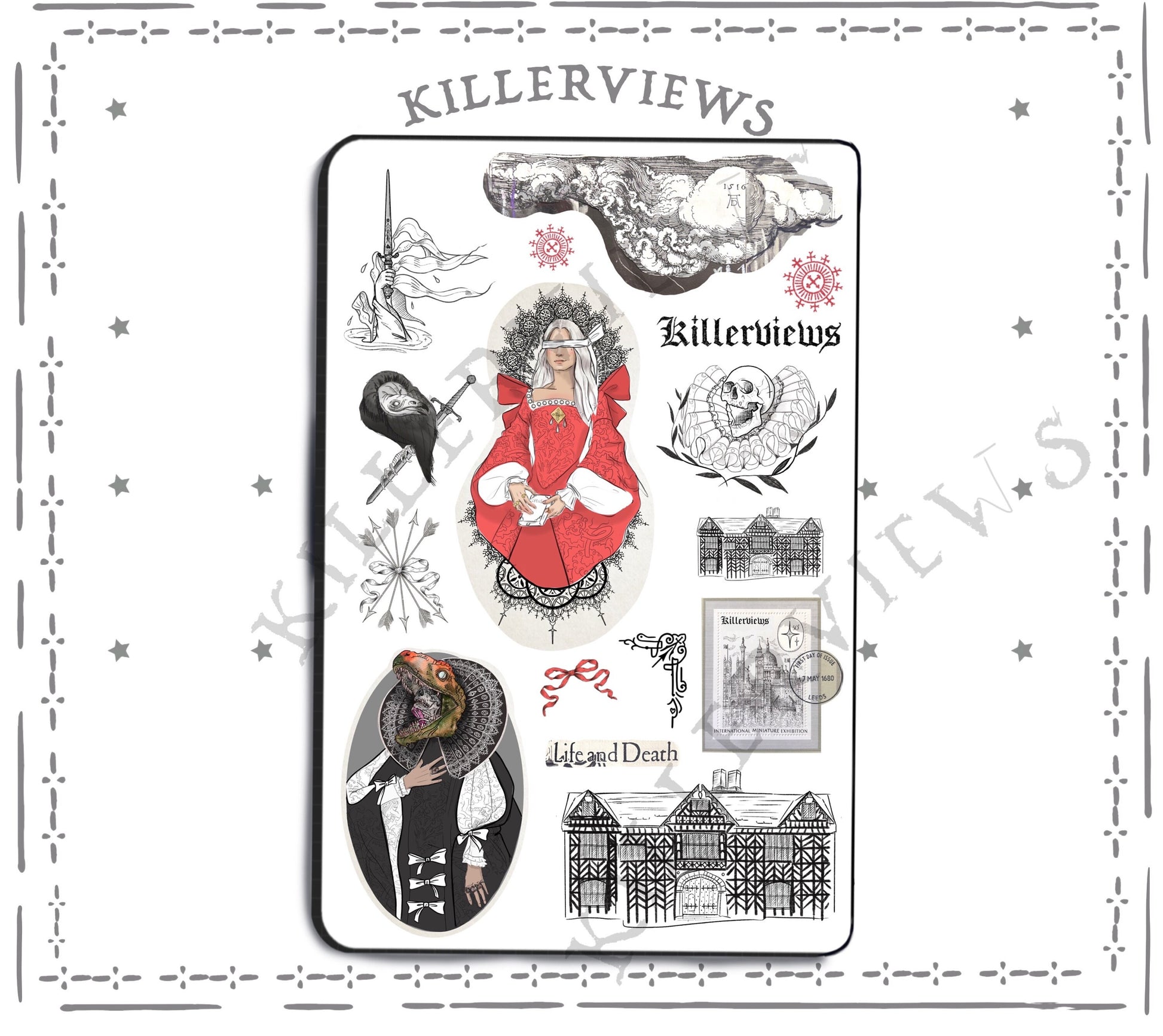 Red Tudor witch sticker planner inspired sticker sheet for bullet journal kit and planner-   inspired Wiccan