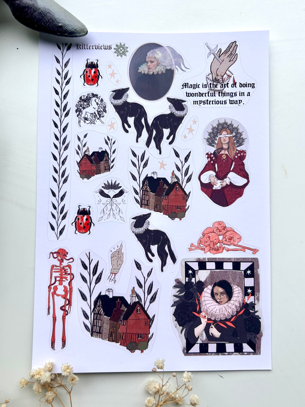 Tudor Lady Grey witch sticker sheet