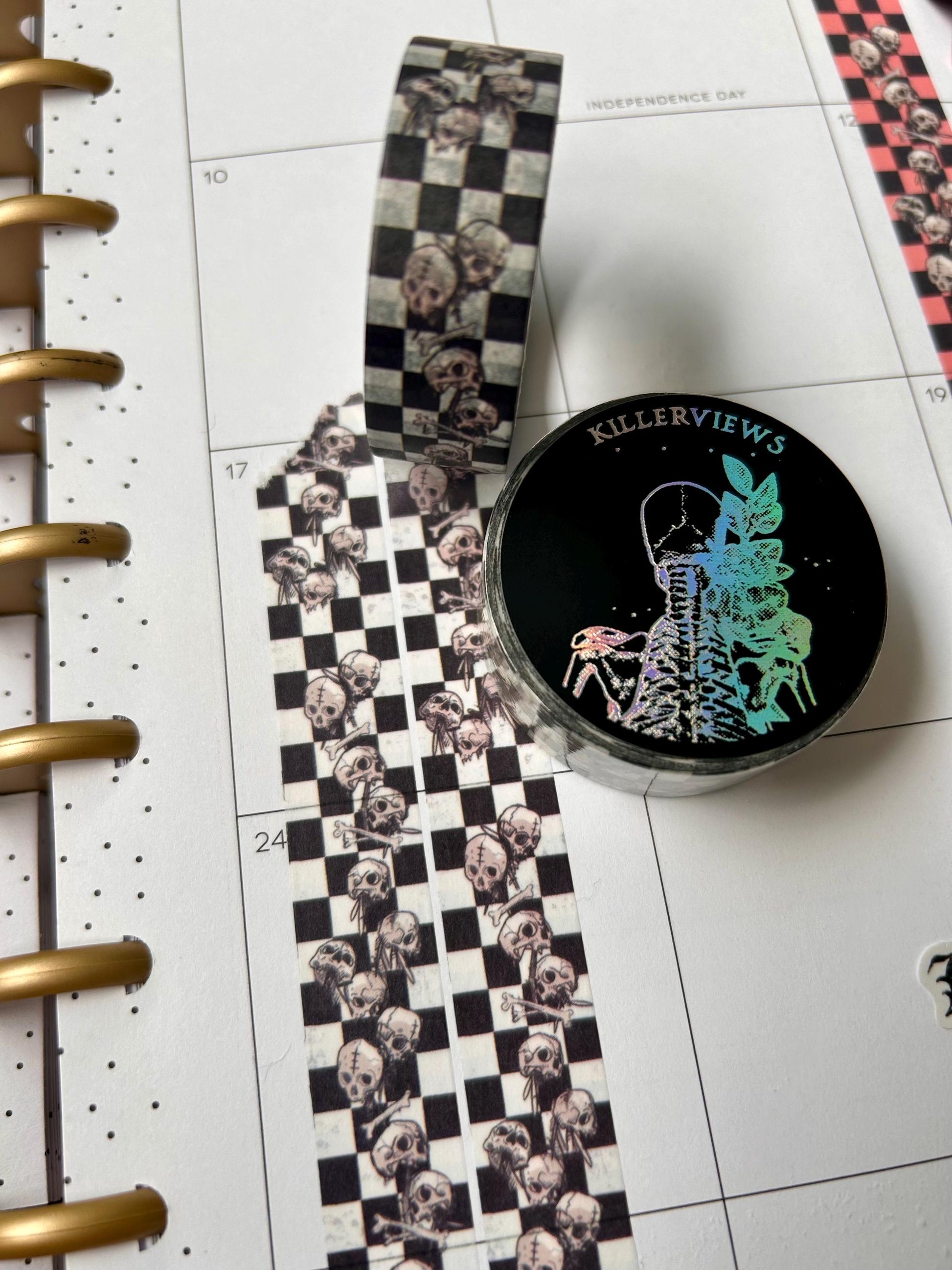 Checkboard skulls vertical design base colour 15mm