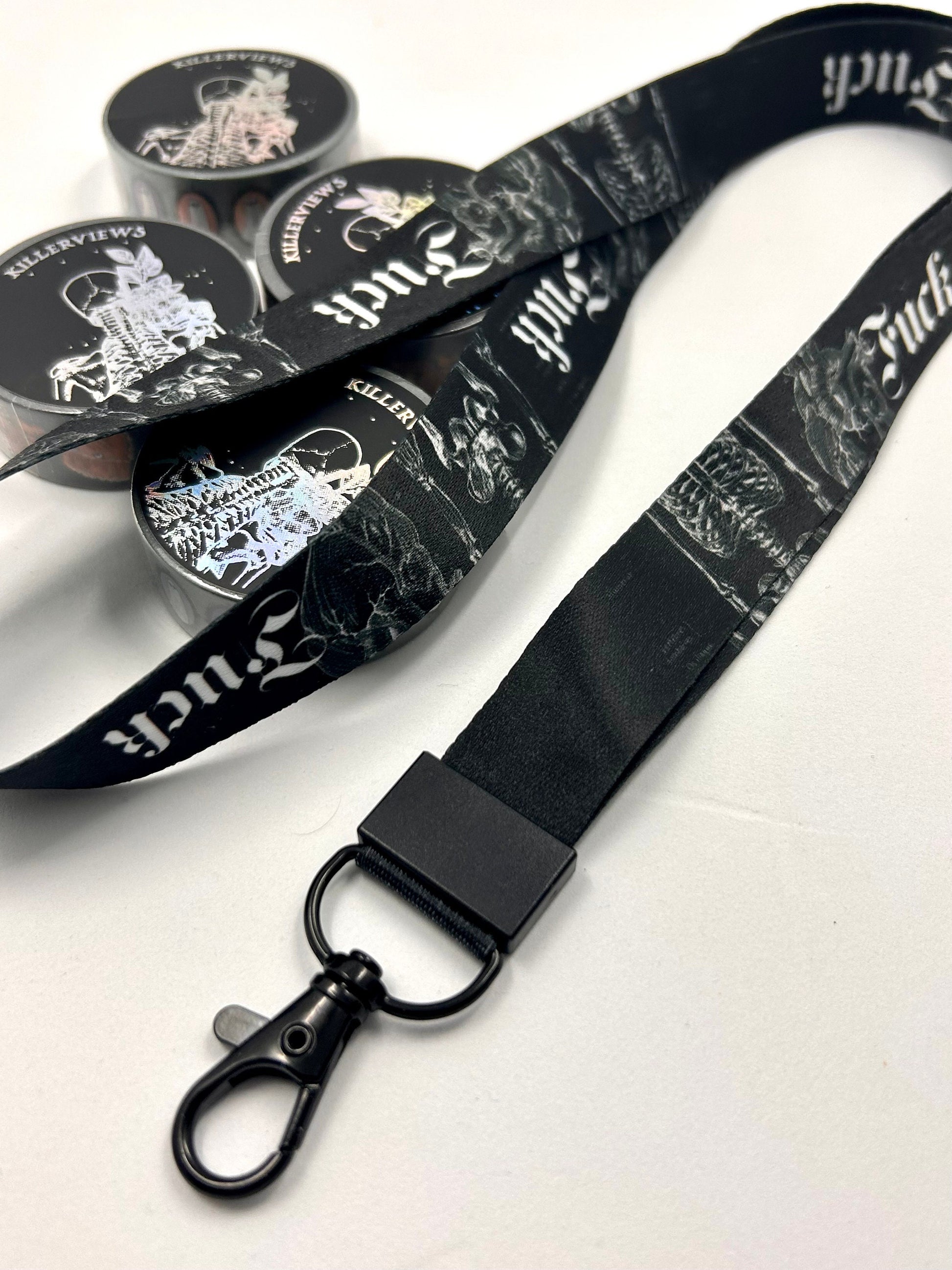 F*CK anatomy Lanyard key chain badge holder swear expletive witchy spooky Id badge