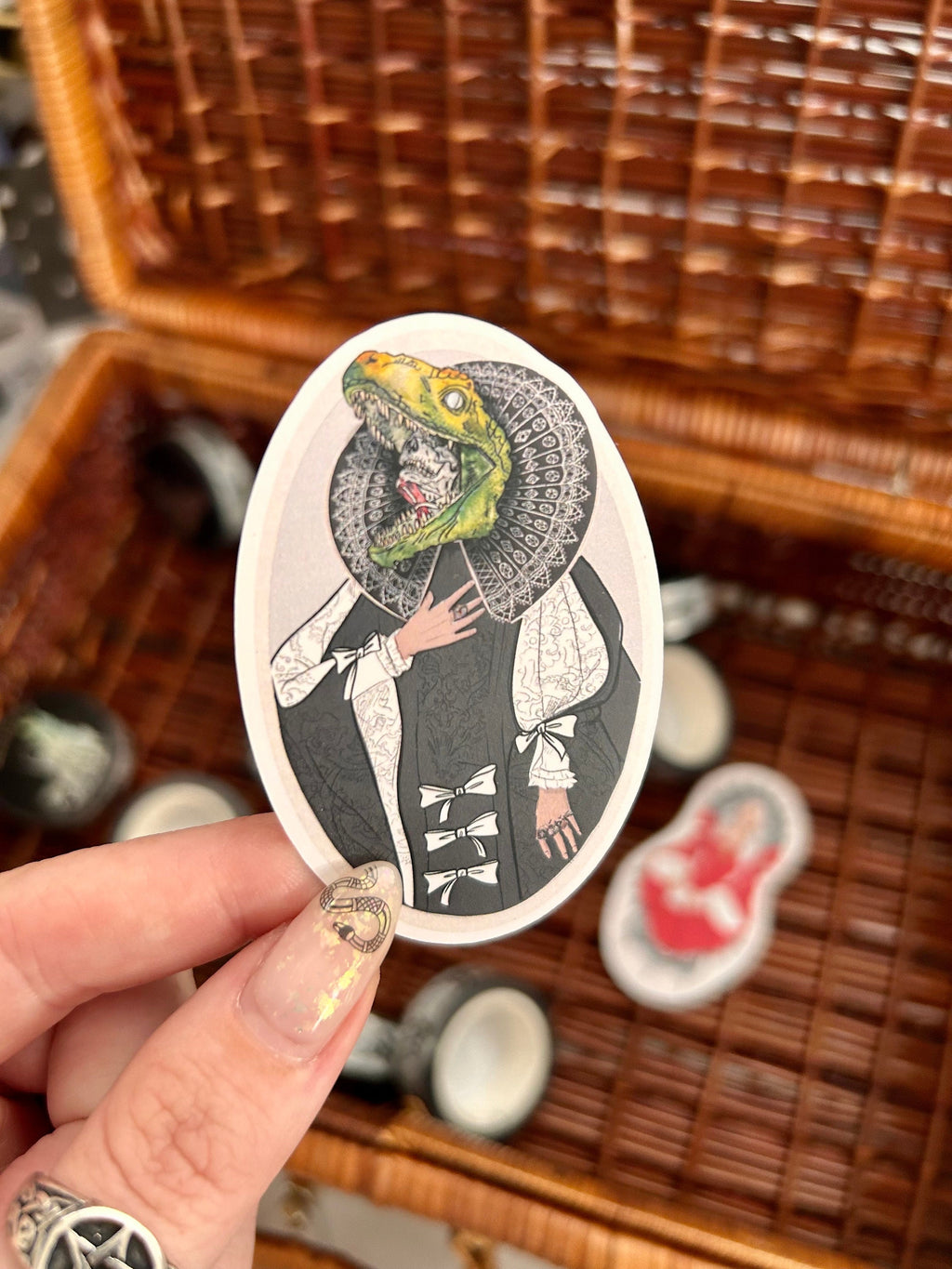 Tudor dinosaur skull dress  vinyl sticker pack of 1. With MATT effect vinyl.