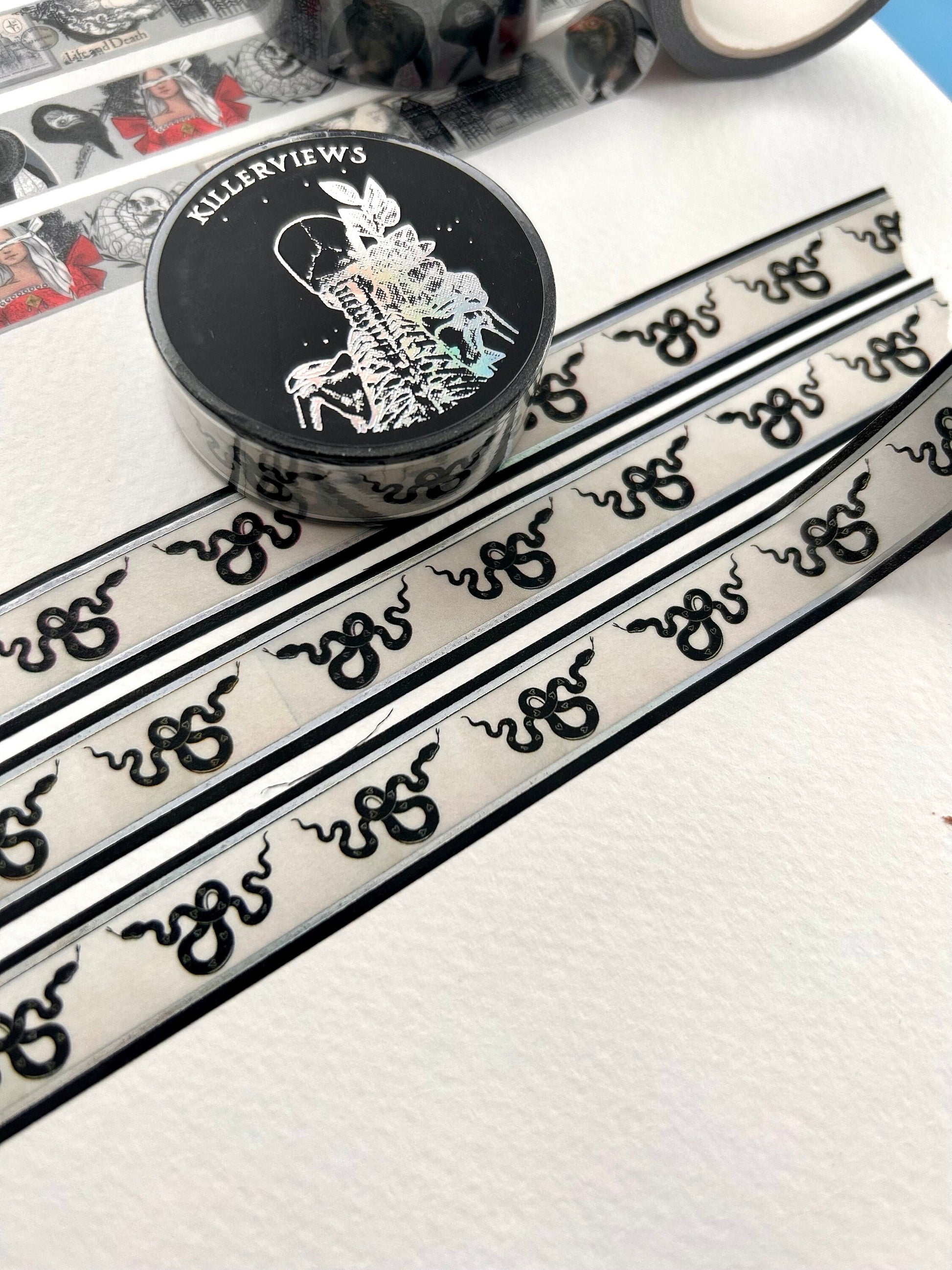 Black and white snake Holographic design Washi tape  colour  base colour 15mm