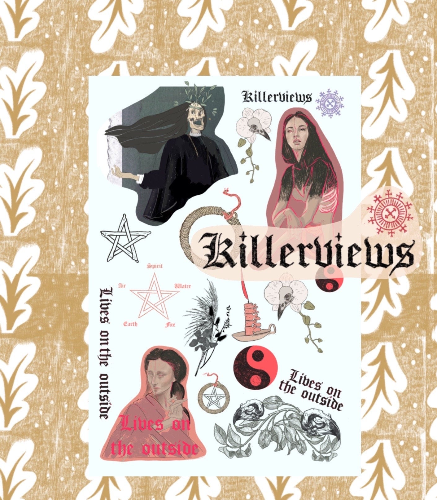 Pentagram witch inspired sheet  journal sticker sheet for bullet journal kit and planner-