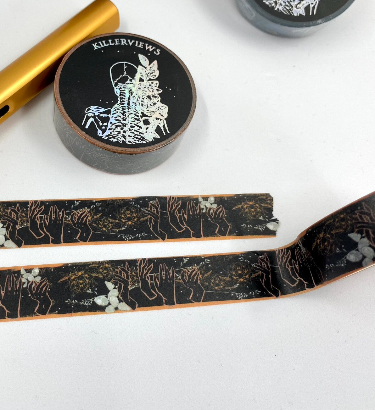 Orange Witch floral design floral black base colour 15mm
