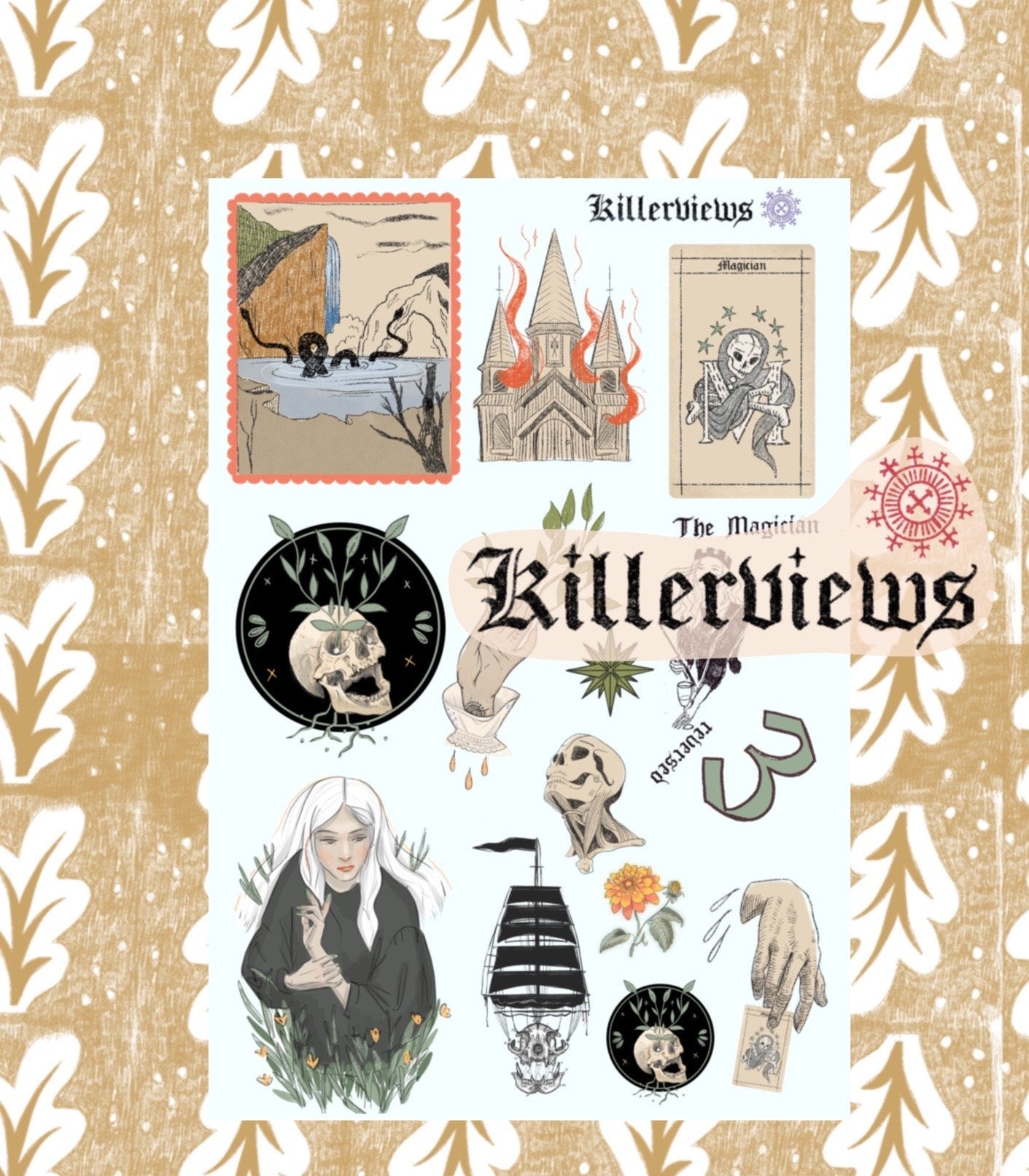 The Magician witch journal sticker sheet for bullet journal kit and planner-   Tarot magic mystical  as above stickers goth