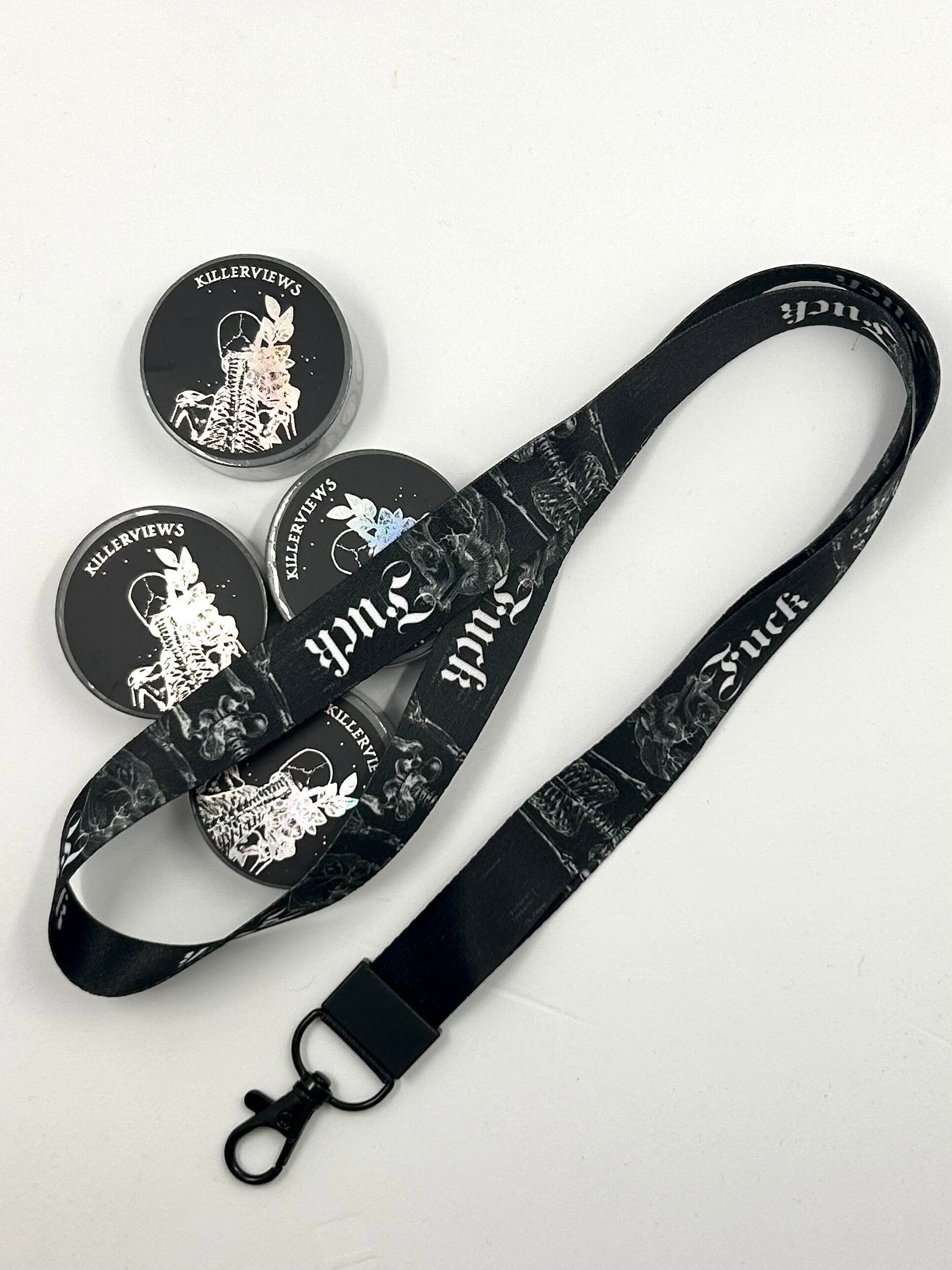 F*CK anatomy Lanyard key chain badge holder swear expletive witchy spooky Id badge
