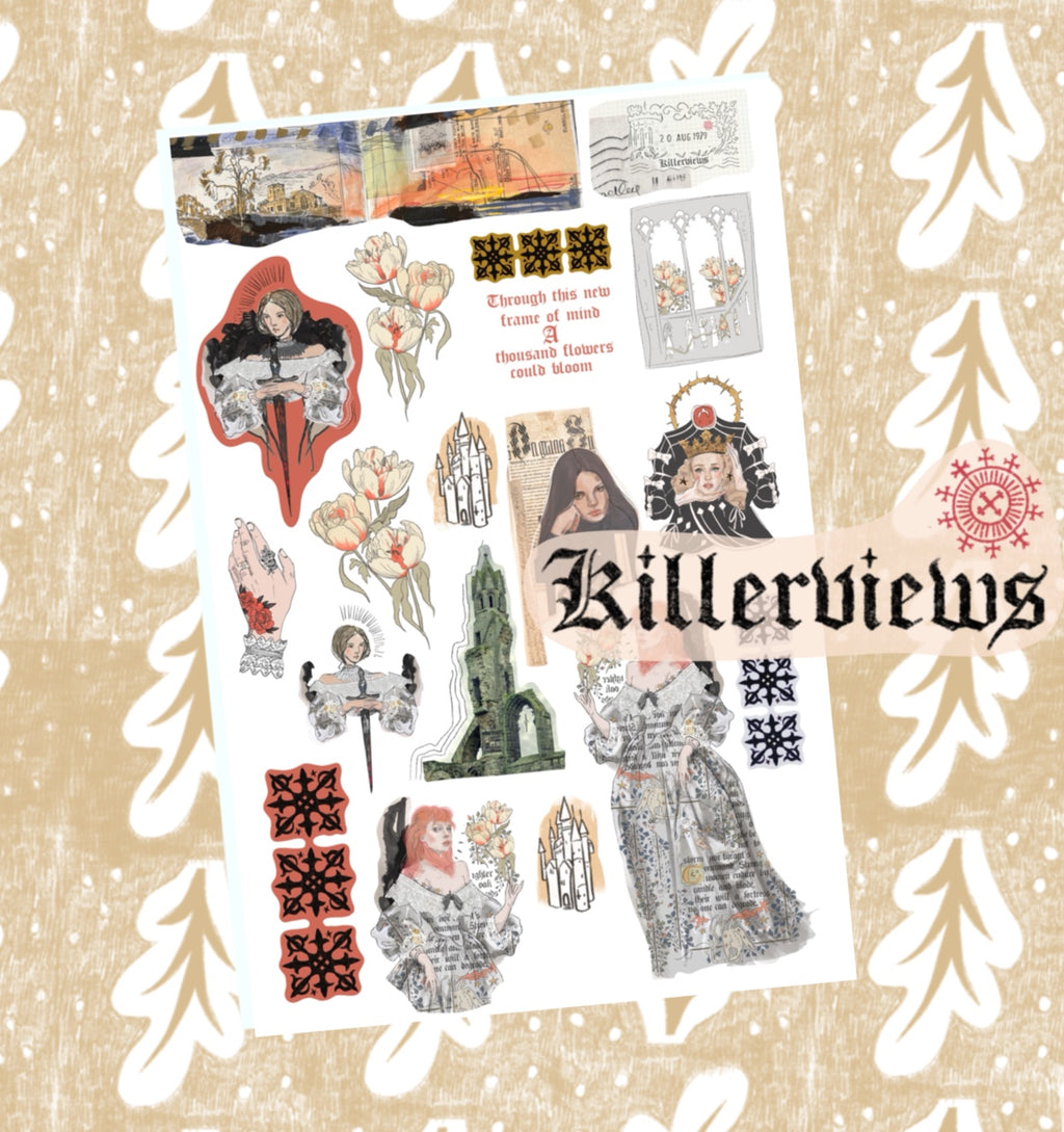 Twisted castle witch sticker sheet