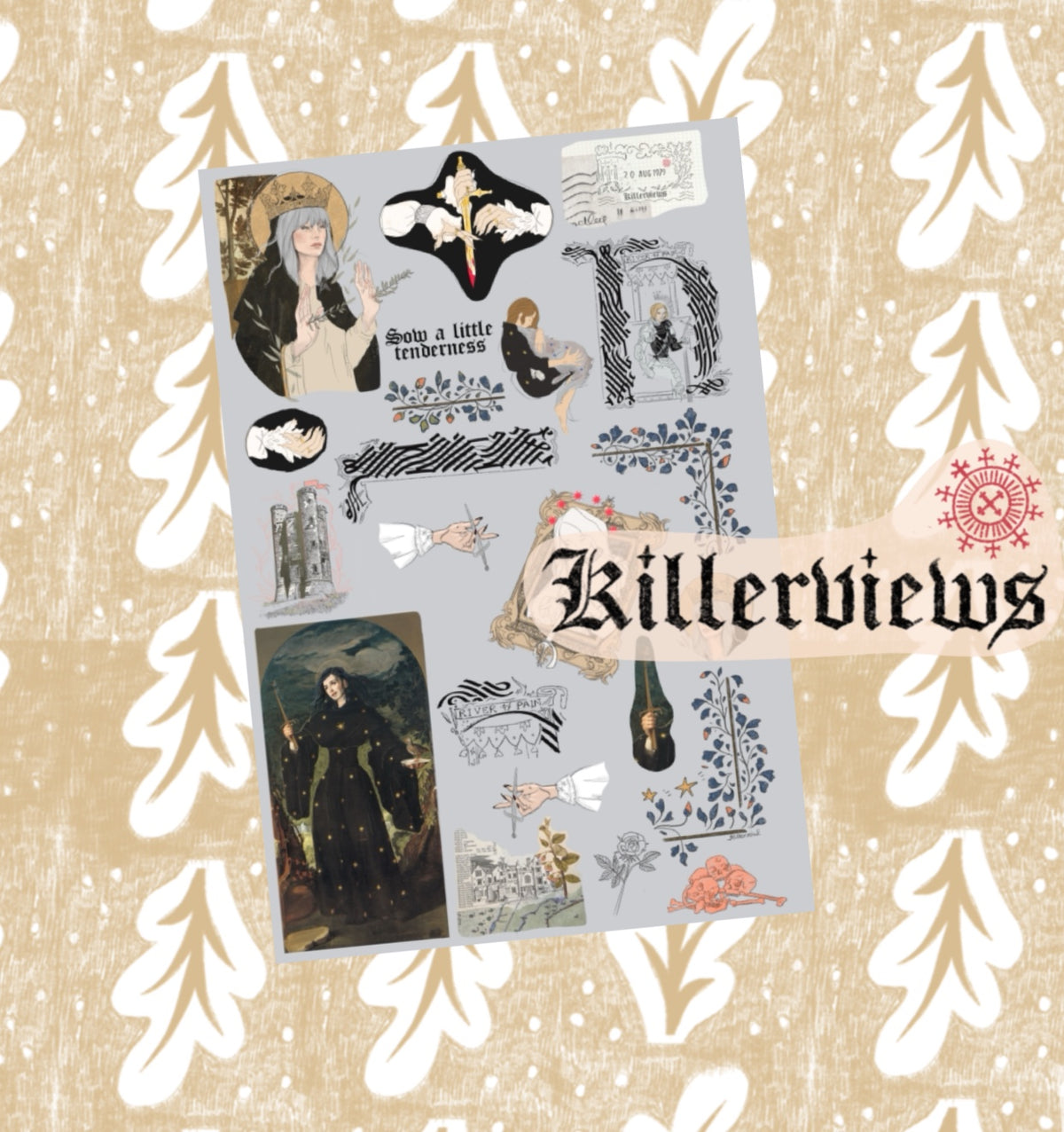 Renaissance witch sticker sheet