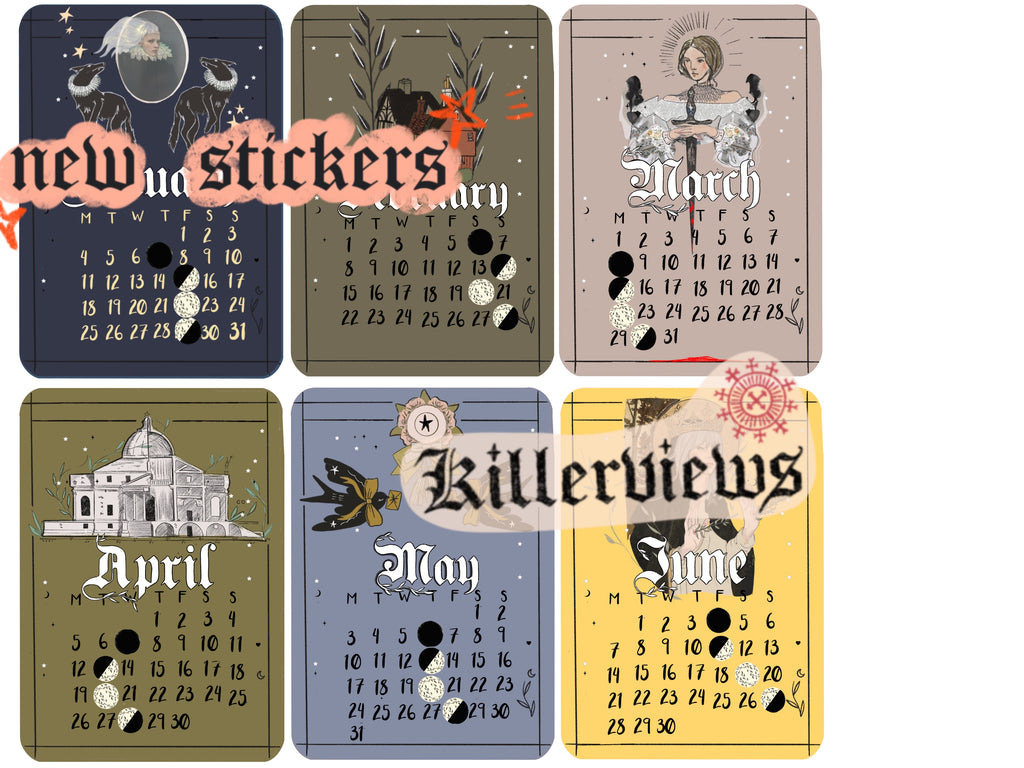 Tarot style 2027 Lunar Calendar month Stickers