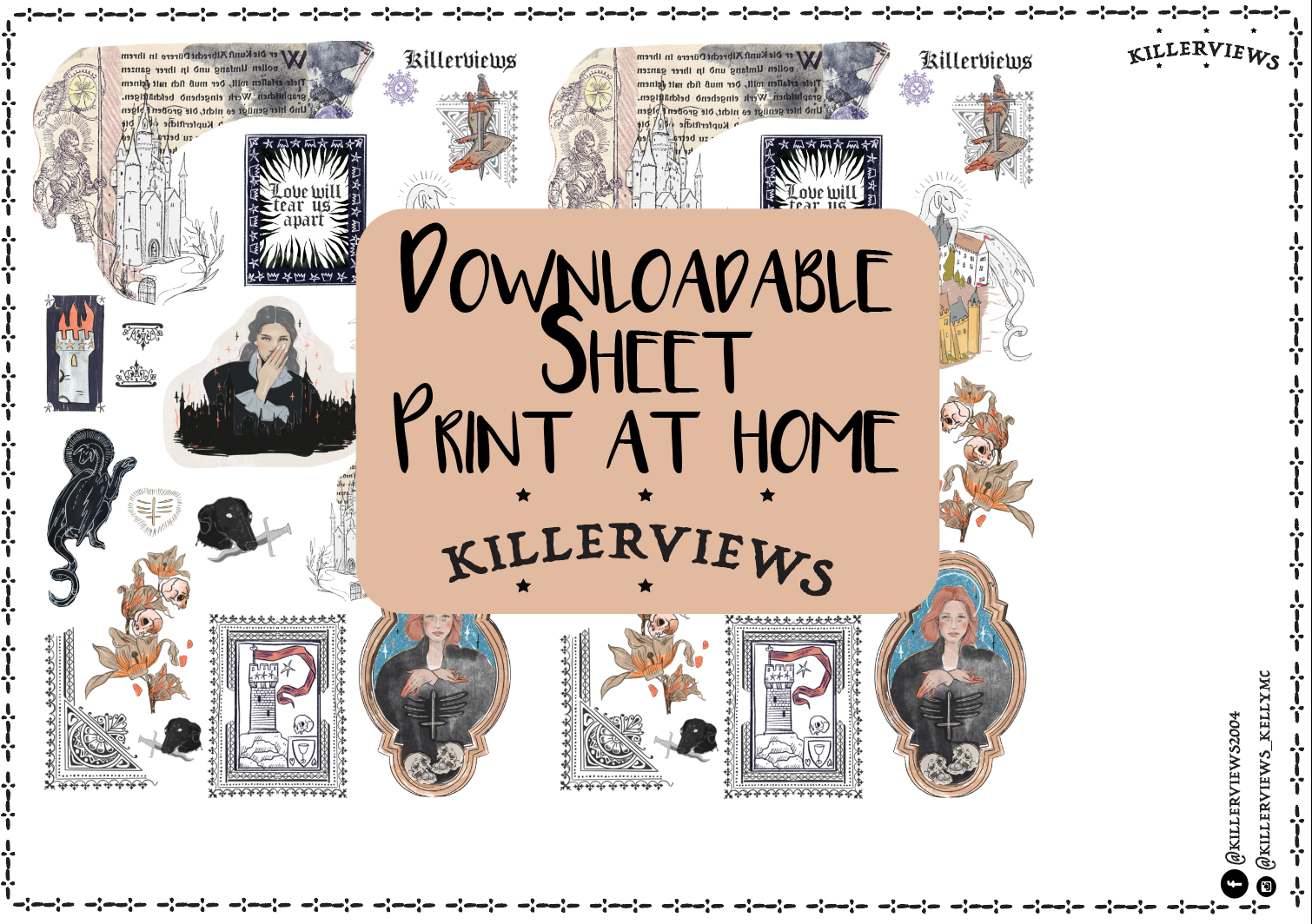 Downloadable Castlecore planner sheet inspired sticker sheet for journal kit and planner- NOT PHYSICAL PRODUCT