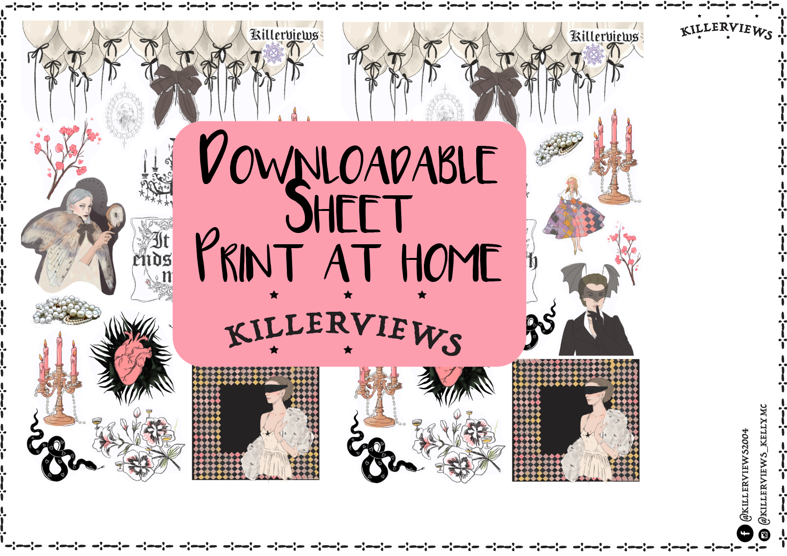 Downloadable Masquerade ball planner sheet inspired sticker sheet for journal kit and planner- NOT PHYSICAL PRODUCT