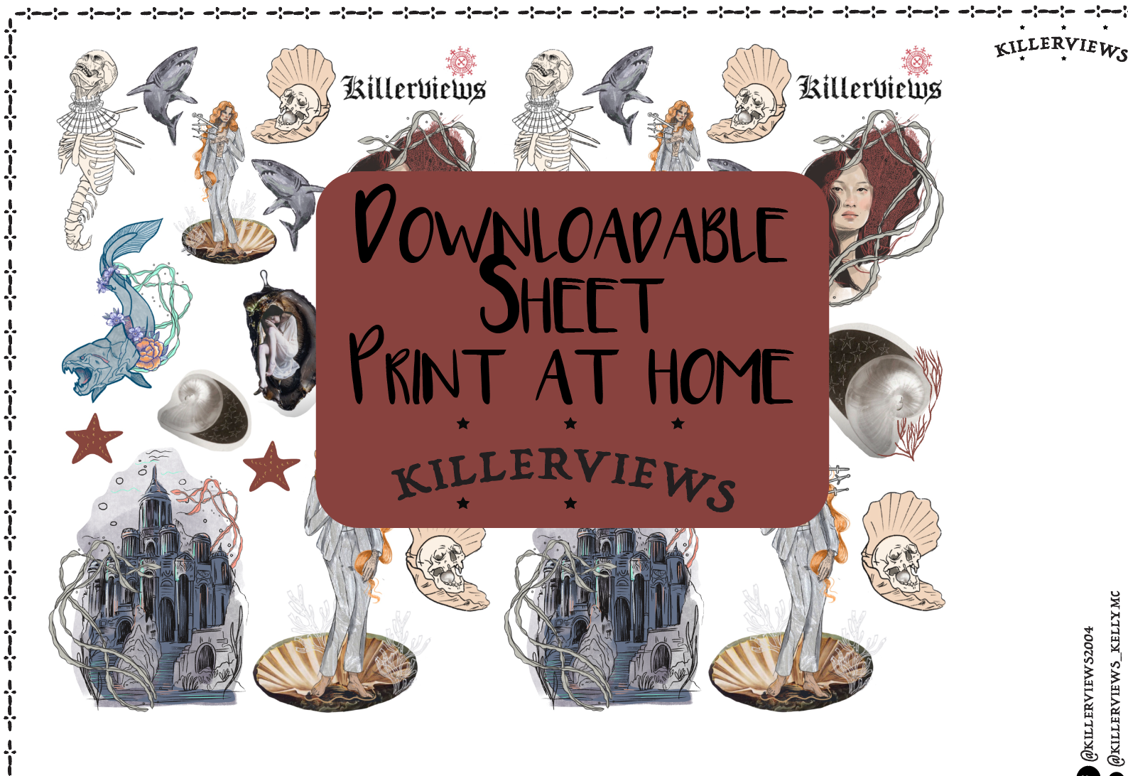 Downloadable Under The Sea planner sheet inspired sticker sheet for journal kit and planner- NOT PHYSICAL PRODUCT