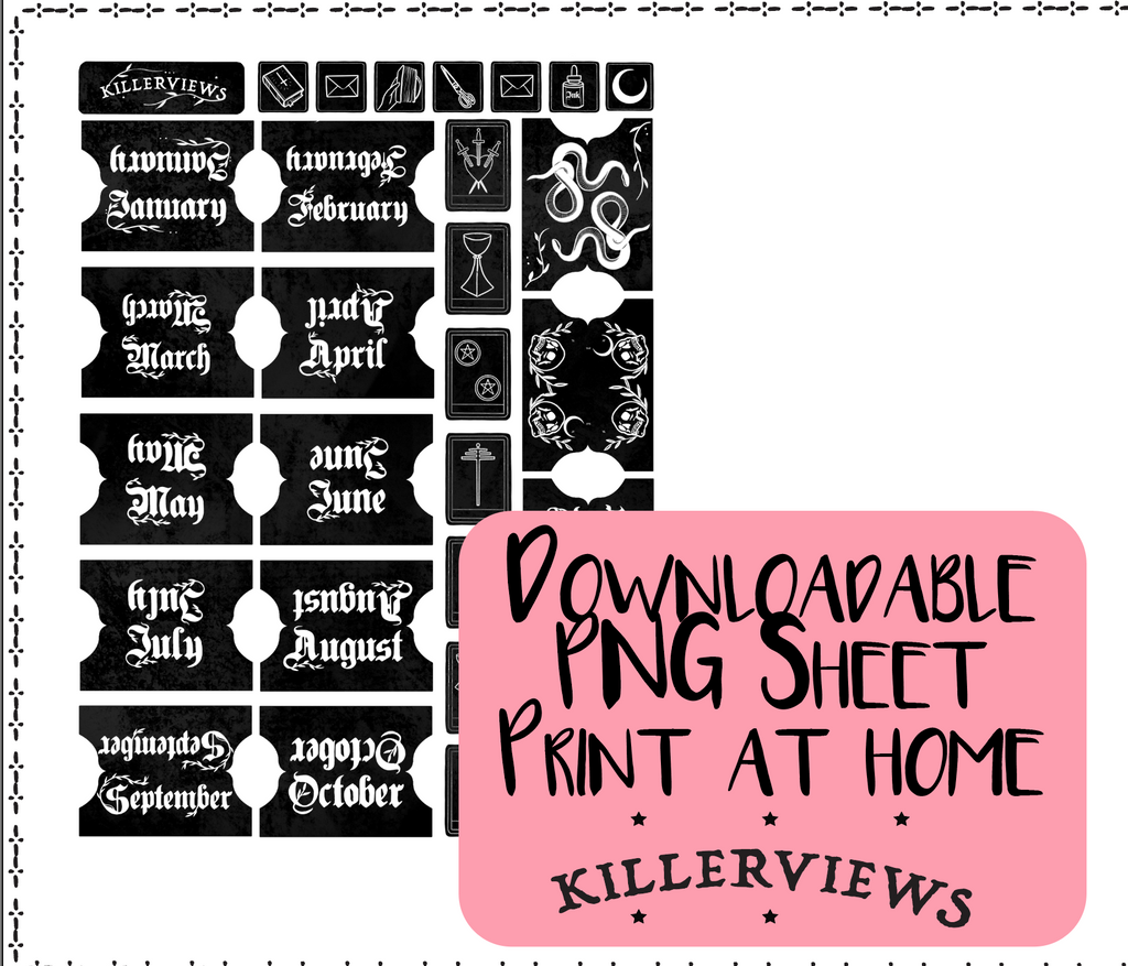 Downloadable MONTH TAB planner sheet inspired stickers for journal kit and planner- NOT PHYSICAL PRODUCT