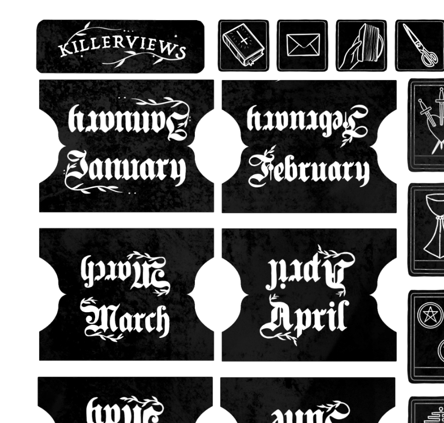 Downloadable MONTH TAB planner sheet inspired stickers for journal kit and planner- NOT PHYSICAL PRODUCT