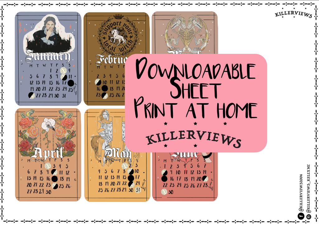 Tarot style Jan 2026-Dec 2026 Lunar Calendar month DIGITAL DOWNLOAD ONLY Stickers for journal diary with moon witchy celestial (Copy)