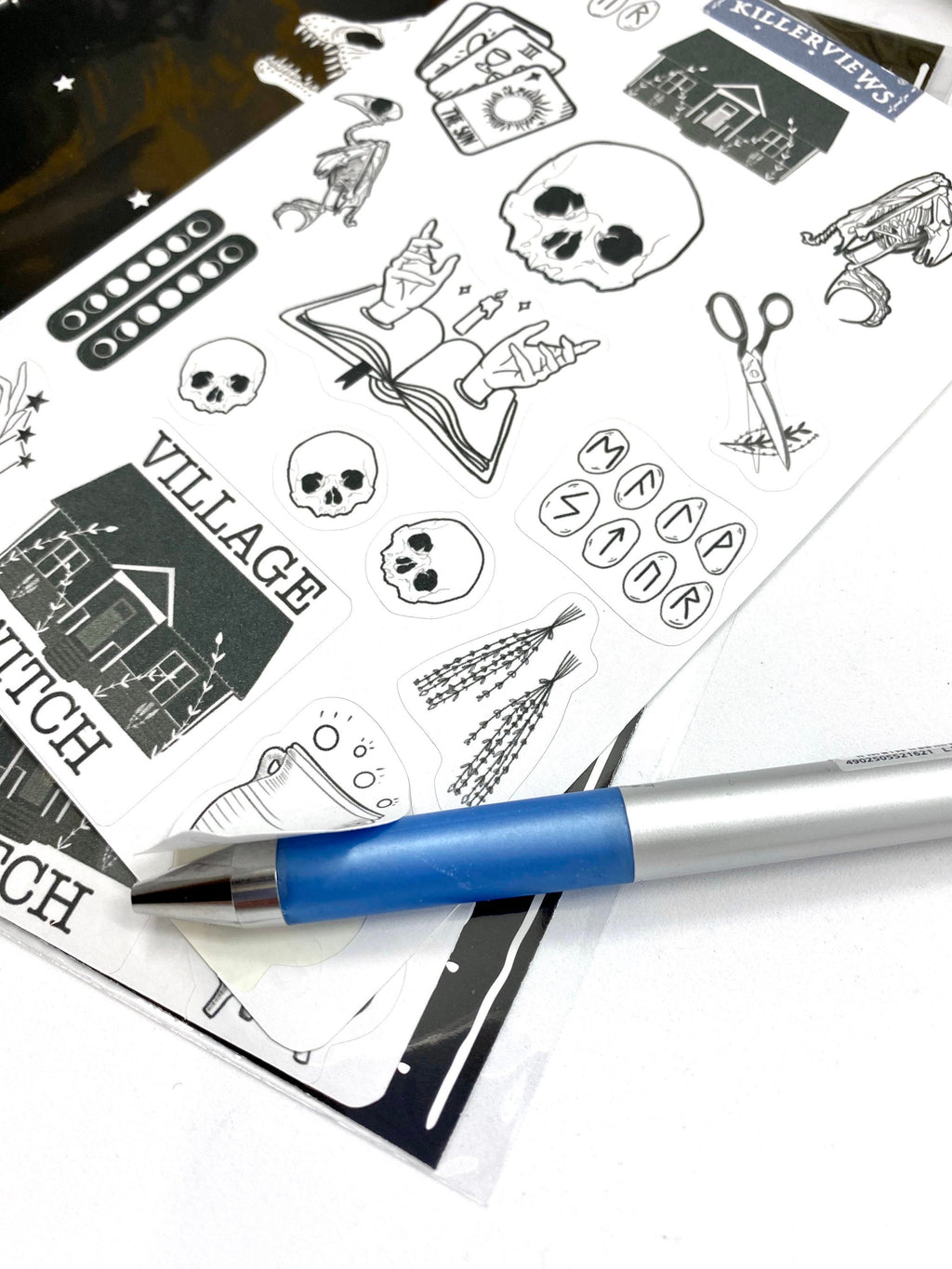 Witch monochrome Runes Planner sticker sheet for bullet journal kit and planner- witchcraft Wiccan celestial