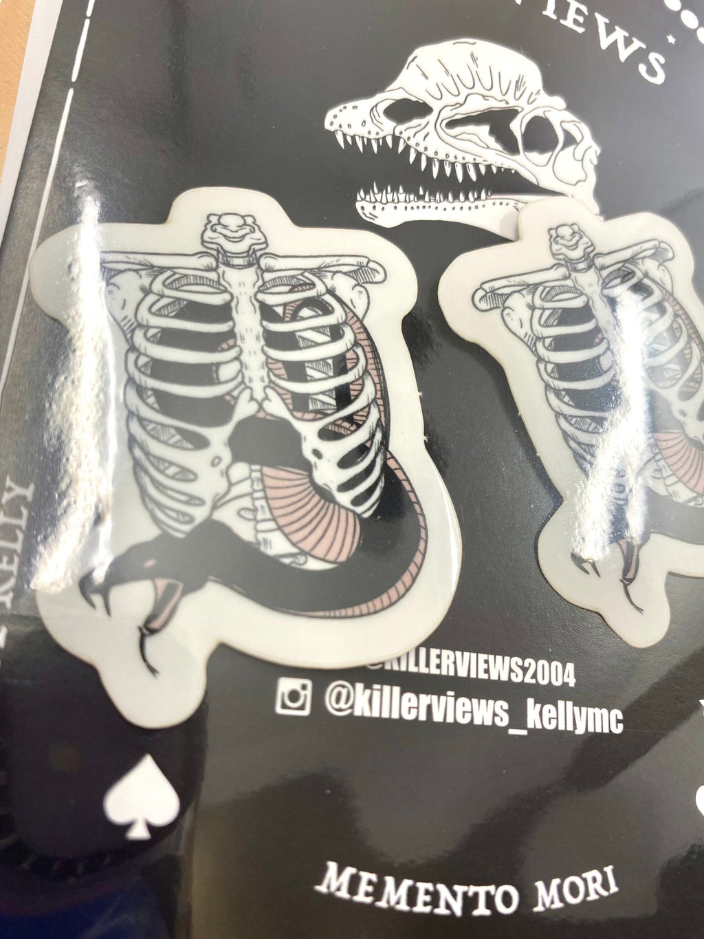 Snake in a Ribcage vinyl sticker pack of 2. With transparent effect vinyl.