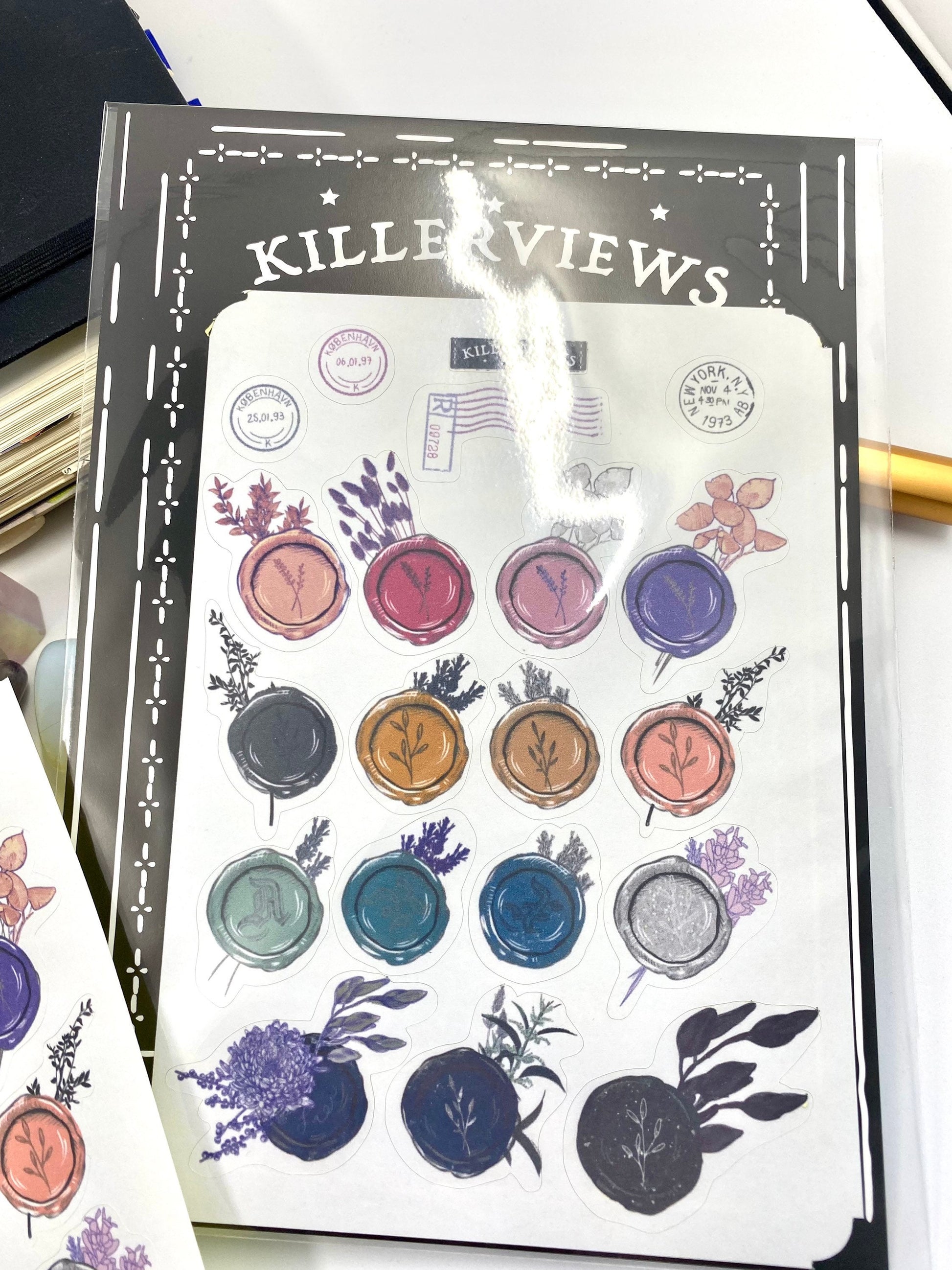 Wax seal with flowers Planner sticker sheet for bullet journal kit and planner- witchcraft Wiccan celestial pen pal