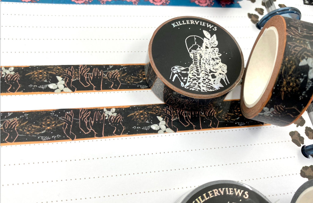 Orange Witch floral design floral black base colour 15mm