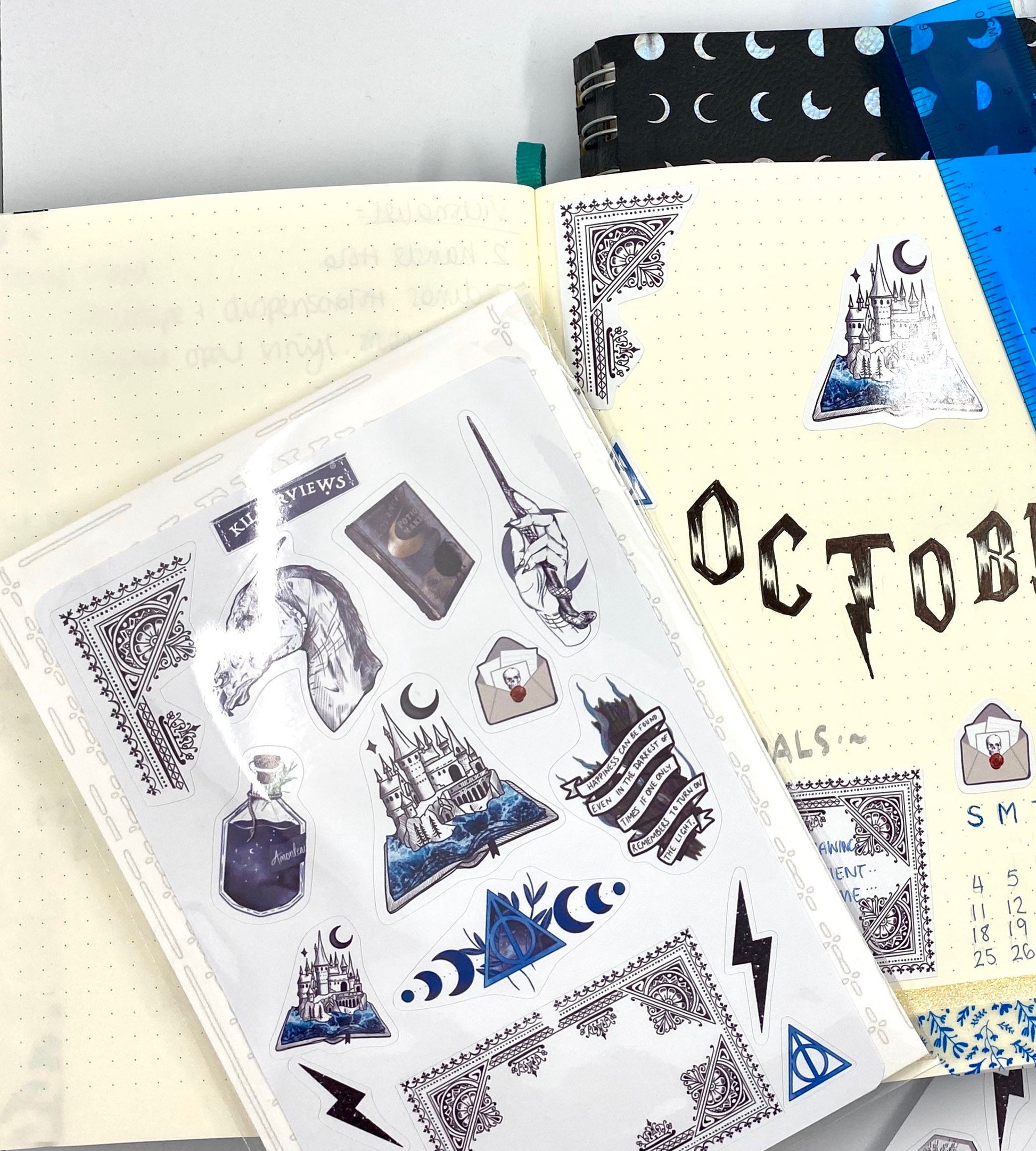 Wizard Planner sticker sheet for bullet journal kit and planner-  deathly hallows art potions