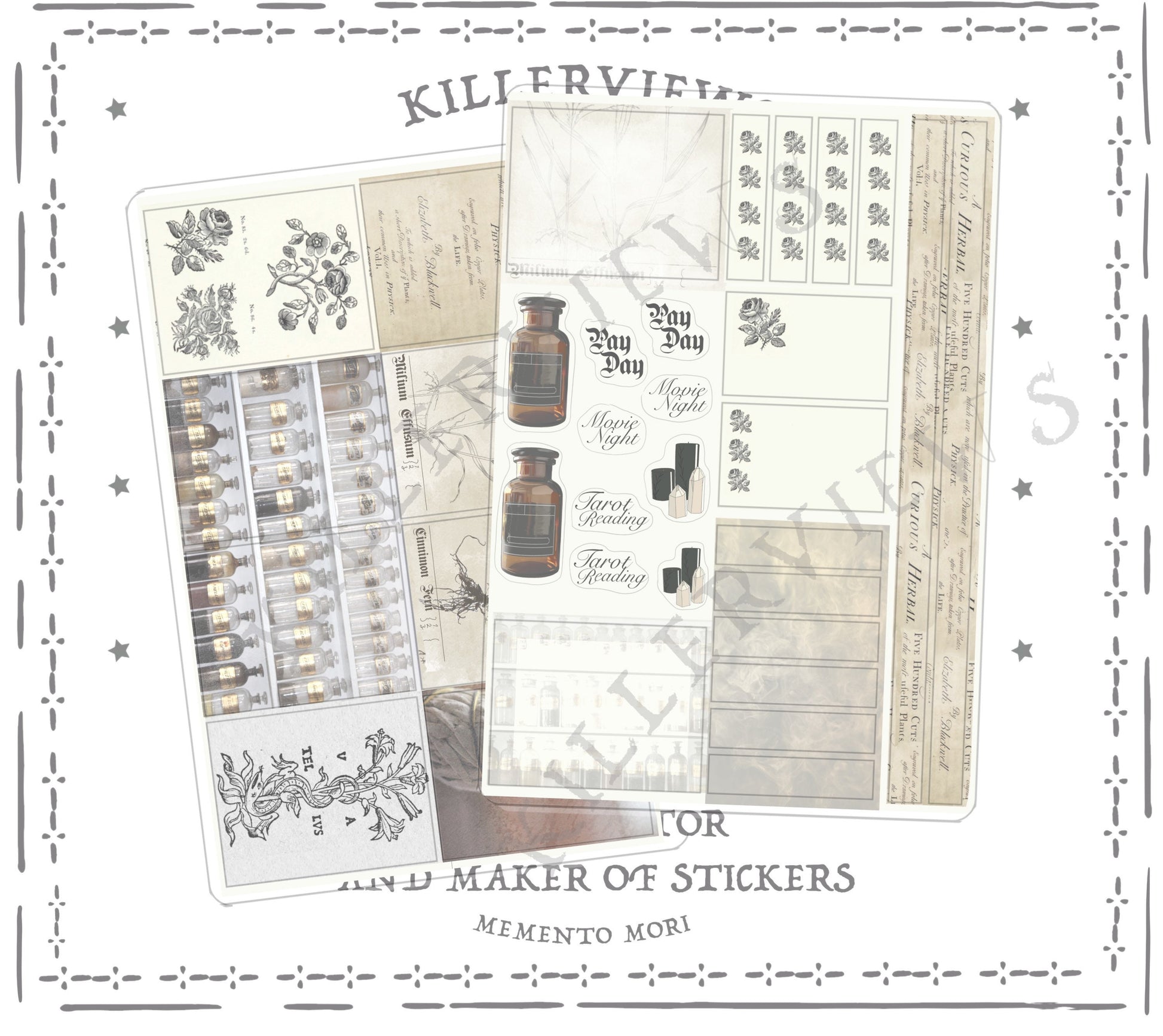 Herbal Planner sticker sheet for bullet journal kit and planner- witchcraft Wiccan celestial herbal spells apothecary