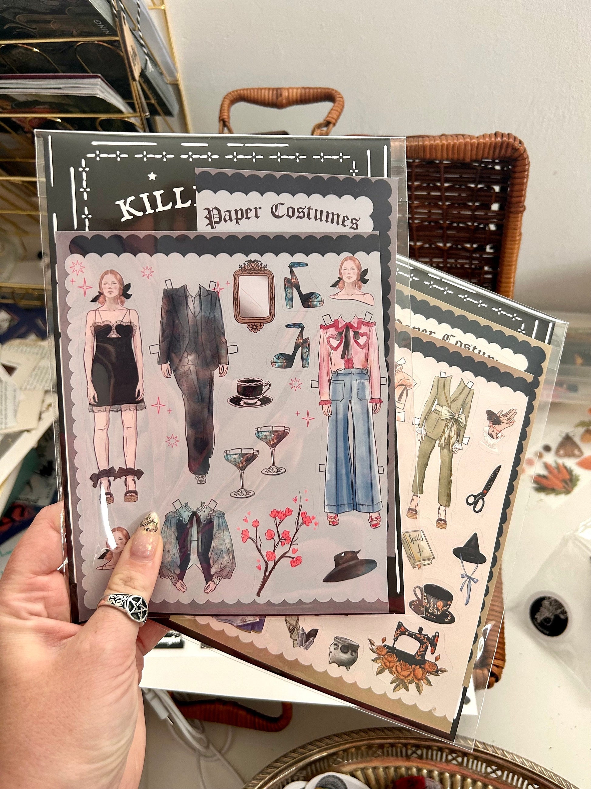 Paper costumes  ethereal inspired sticker sheet for journal kit stationery and planner planners
