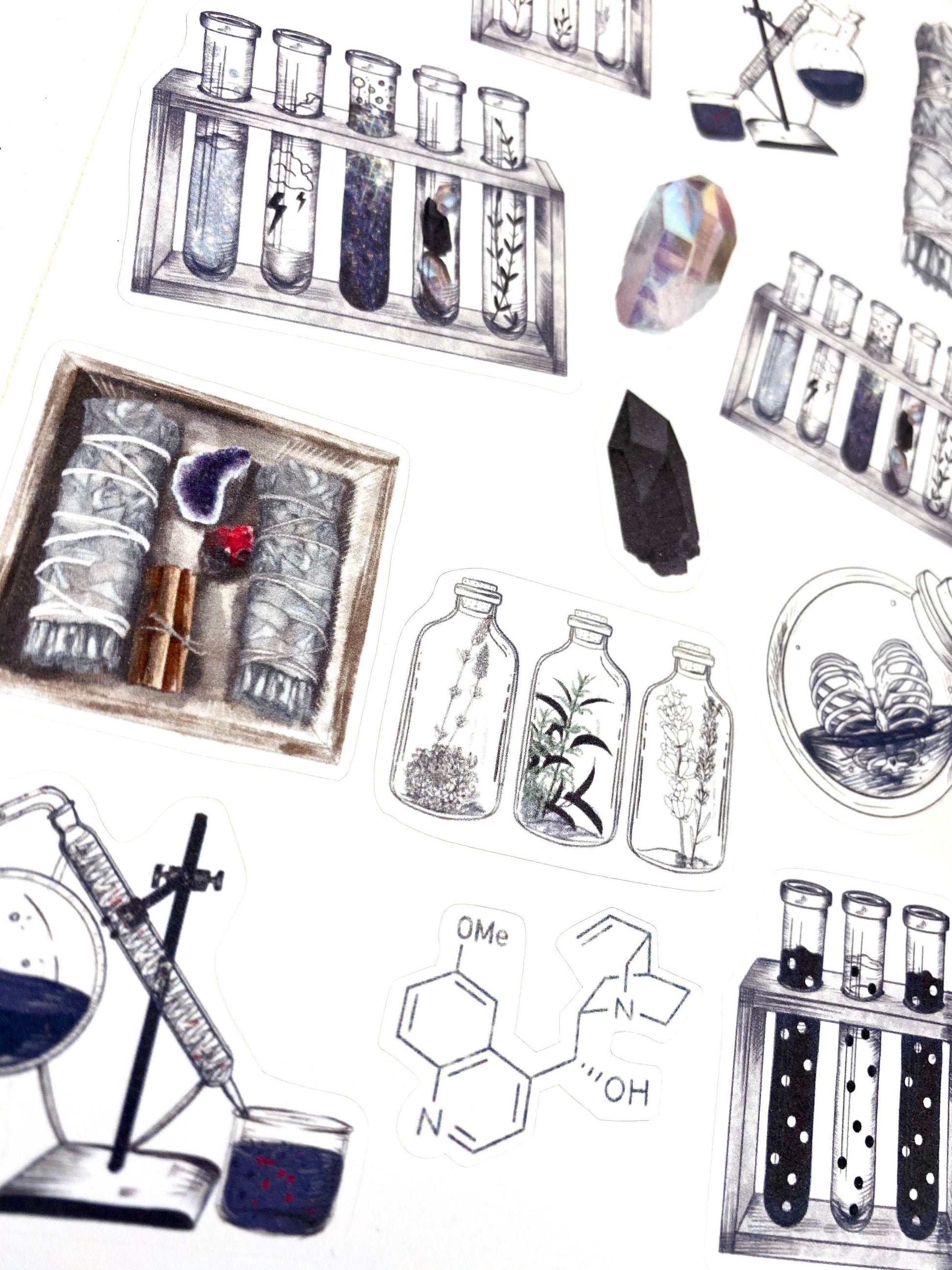 Natural witch science sticker sheet for bullet journal kit and planner- witchcraft Wiccan celestial