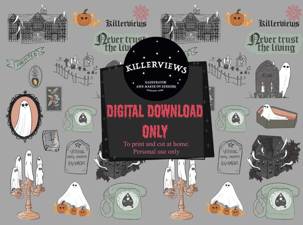 Downloadable Ghost club planner sheet inspired sticker sheet for journal kit and planner- NOT PHYSICAL PRODUCT