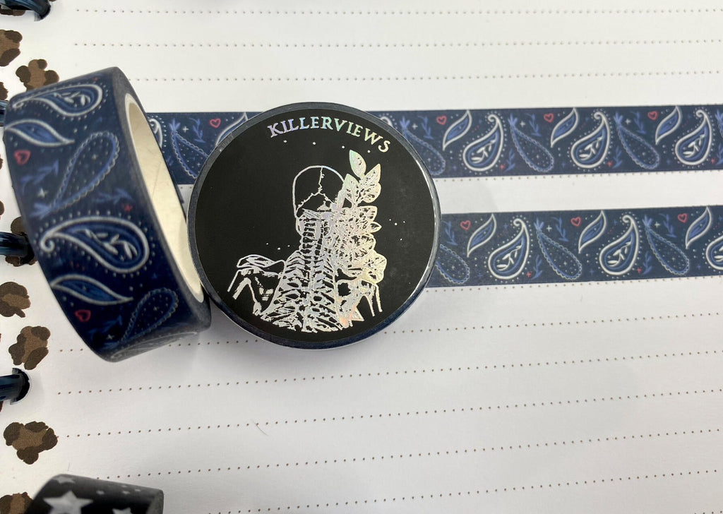 Bandana Paisley design Washi tape in navy colour white paisley