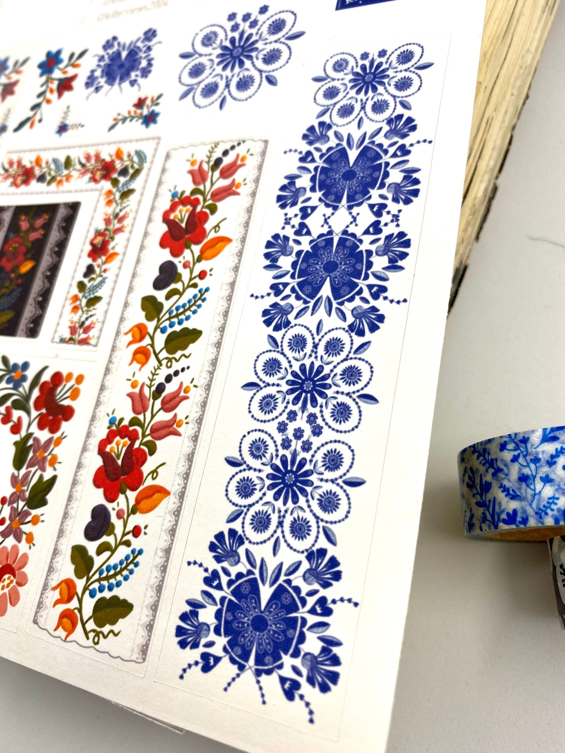 Hungarian folk art sticker sheet for bullet journal kit and planner embroidery craft colourful floral