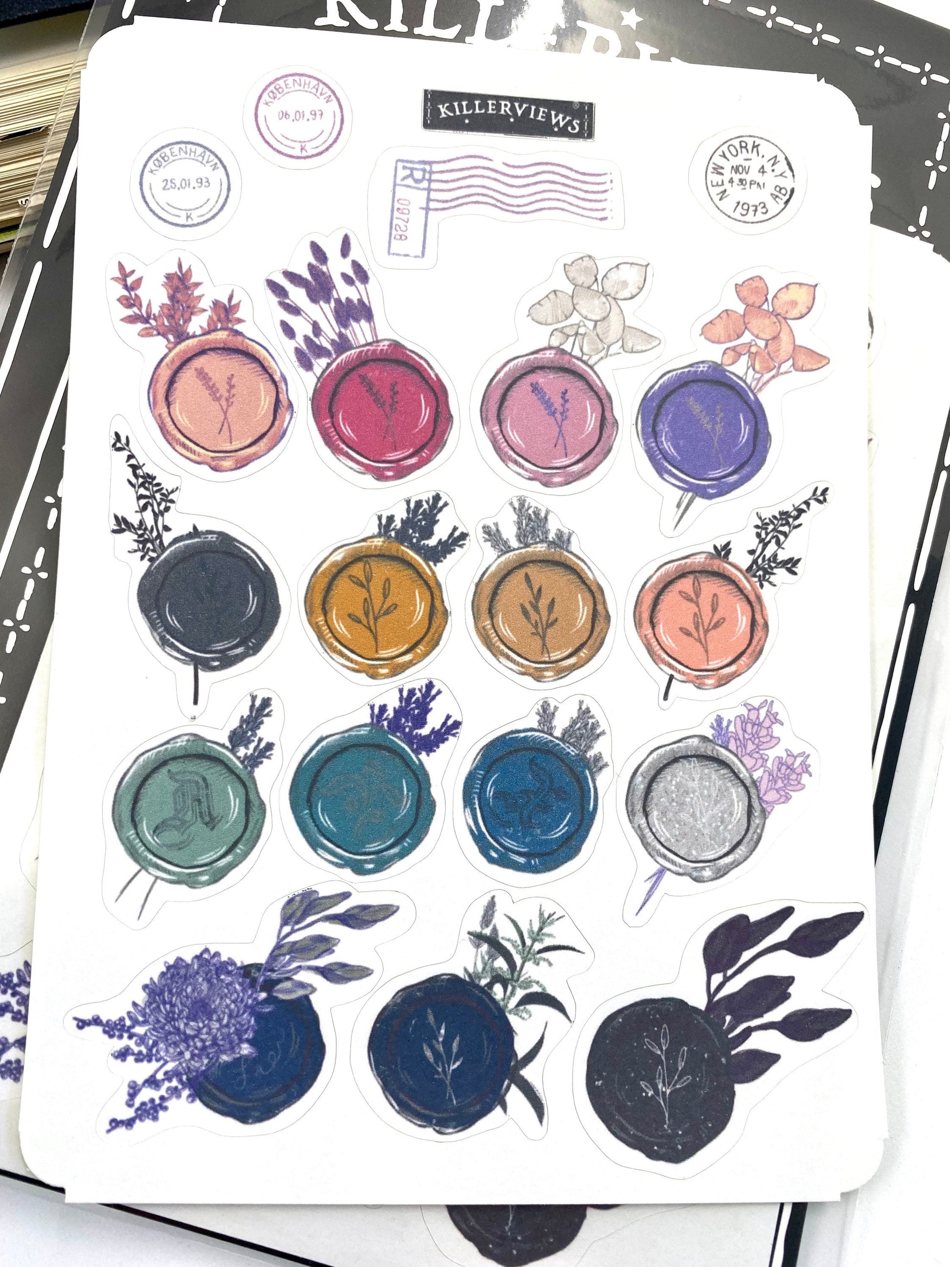 Wax seal with flowers Planner sticker sheet for bullet journal kit and planner- witchcraft Wiccan celestial pen pal