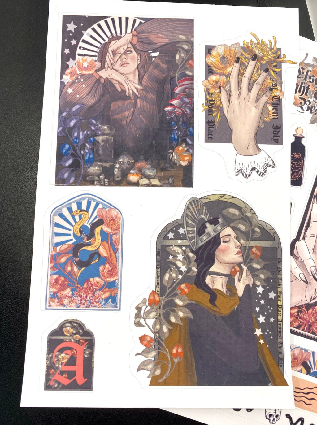medieval sticker sheet for bullet journal kit and planner- witchcraft Wiccan baroque swords potions