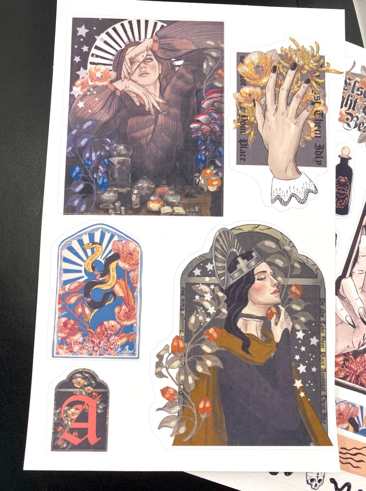 medieval sticker sheet for bullet journal kit and planner- witchcraft Wiccan baroque swords potions
