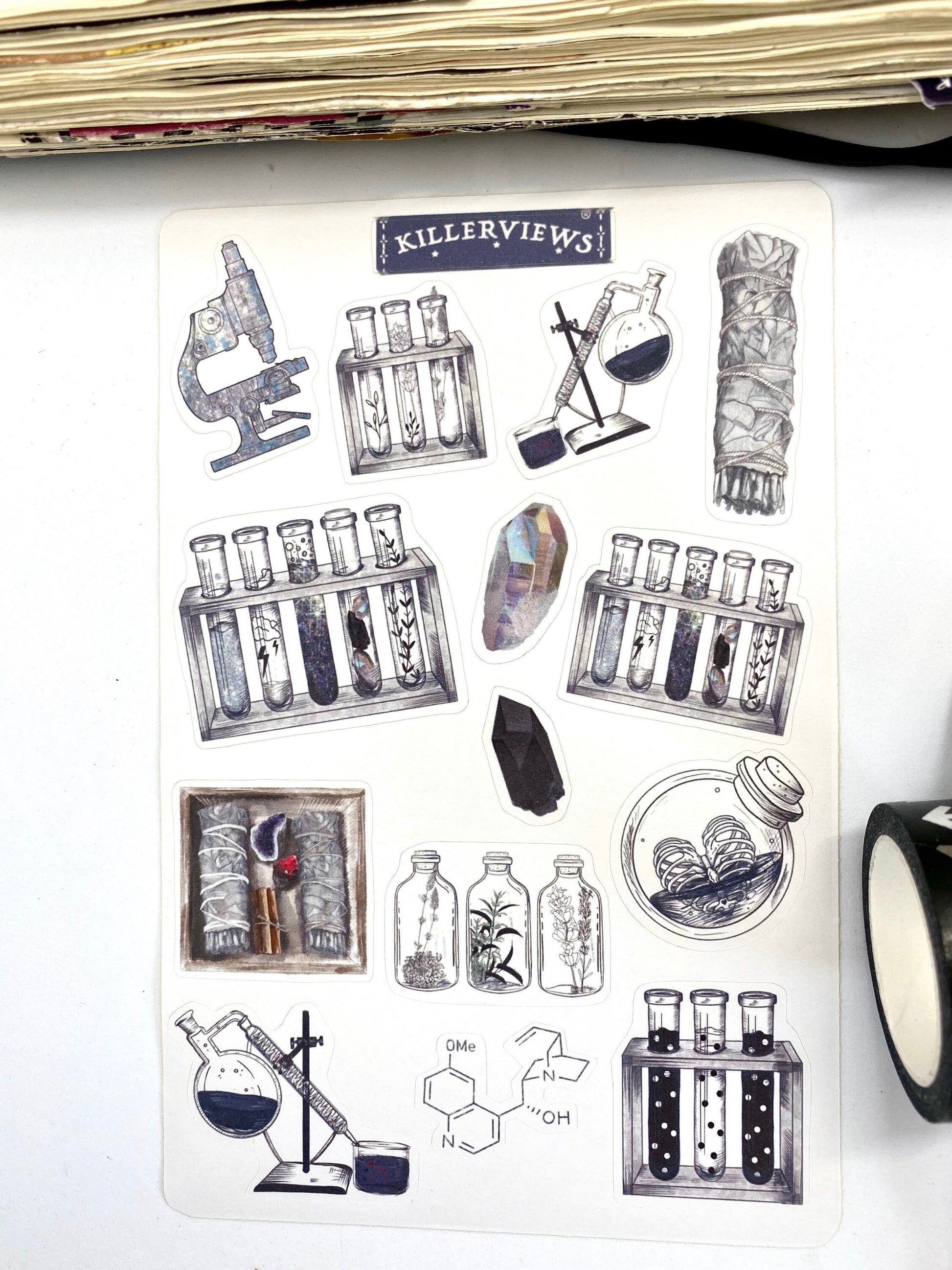 Natural witch science sticker sheet for bullet journal kit and planner- witchcraft Wiccan celestial