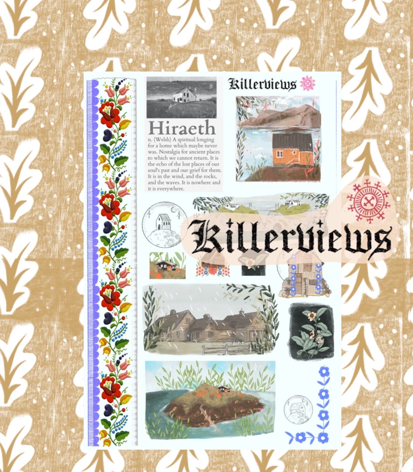 Coastal cottages Hireath journal sticker sheet for bullet journal kit and planner-  floral folk cottages