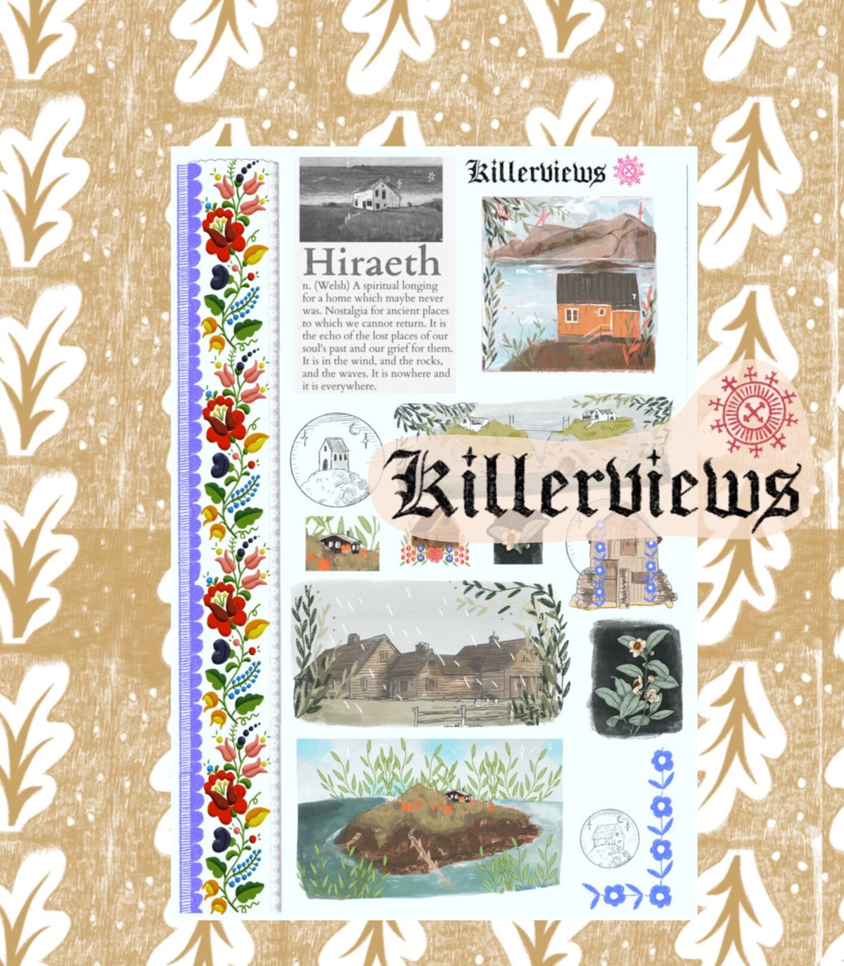 Coastal cottages Hireath journal sticker sheet for bullet journal kit and planner-  floral folk cottages