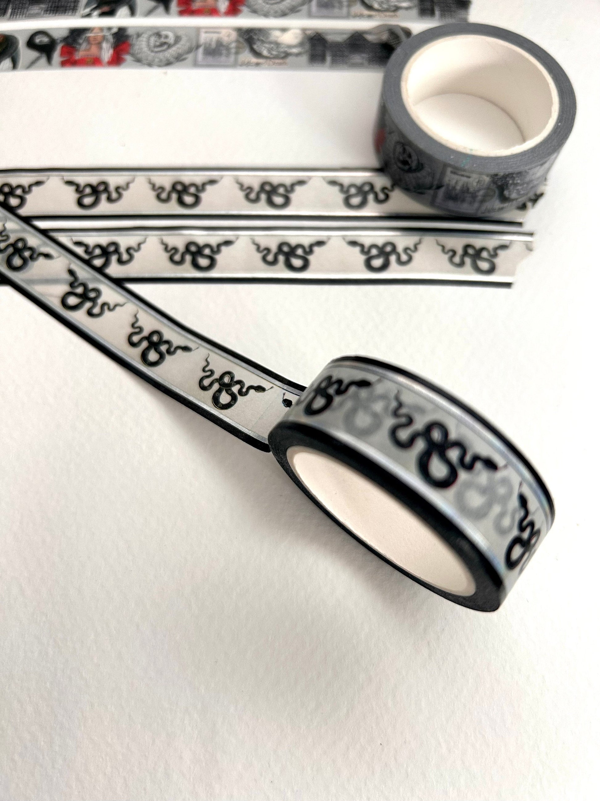 Black and white snake Holographic design Washi tape  colour  base colour 15mm