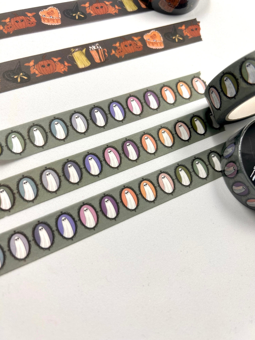 Ghost club mirrors design Washi tape in sage green base colour 15mm