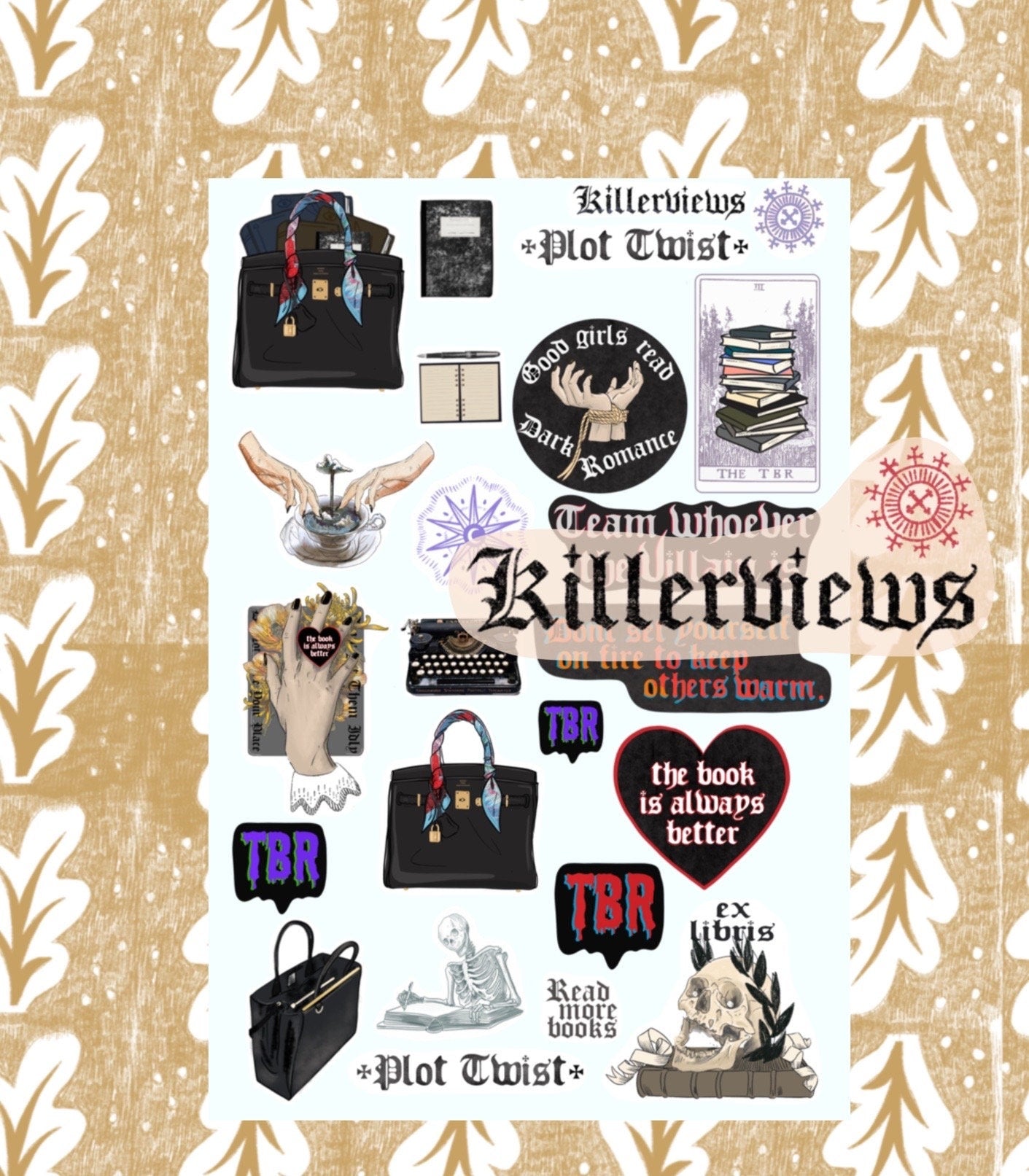 Reading list TBR dark romance sticker sheet for bullet journal kit and planner-   Kindle stickers goth