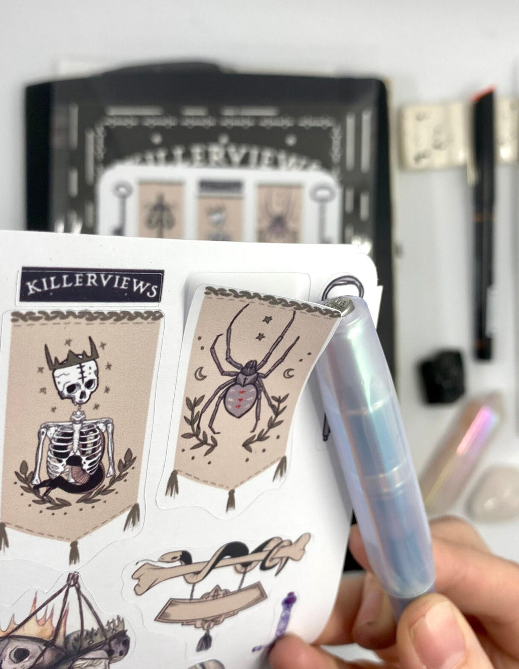 Gothic Medieval Planner sticker sheet for bullet journal kit and planner- with skull lady tapestry  witchcraft Wiccan celestial