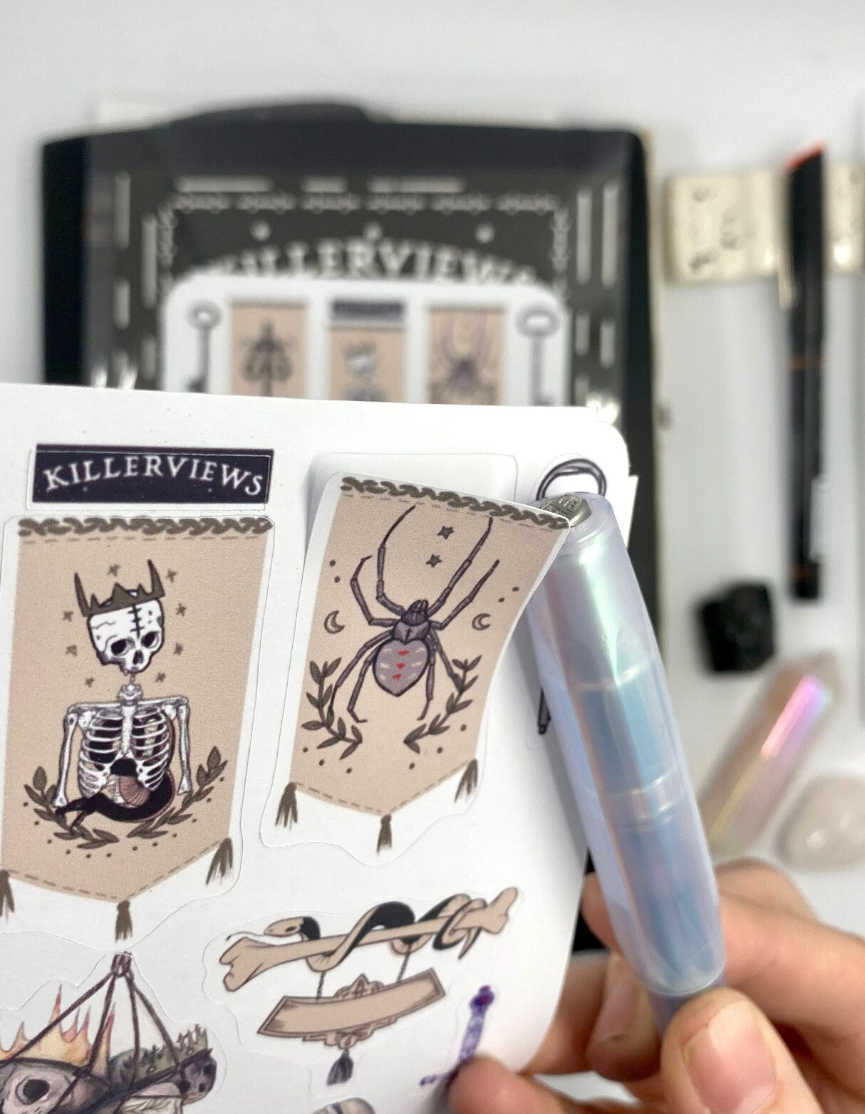 Gothic Medieval Planner sticker sheet for bullet journal kit and planner- with skull lady tapestry  witchcraft Wiccan celestial